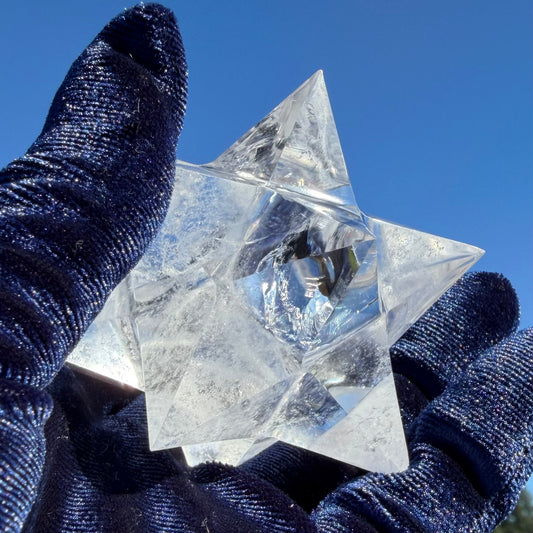 12-Point Master Merkaba Star – Clear Quartz w/🌈 マカバスター12ポイント78mm, 208g#CQ-073