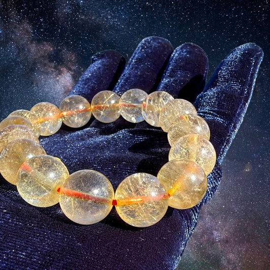 Golden Rutilated Quartz Bracelet ゴールドルチルブレスレット大粒13mm珠 #GR-053