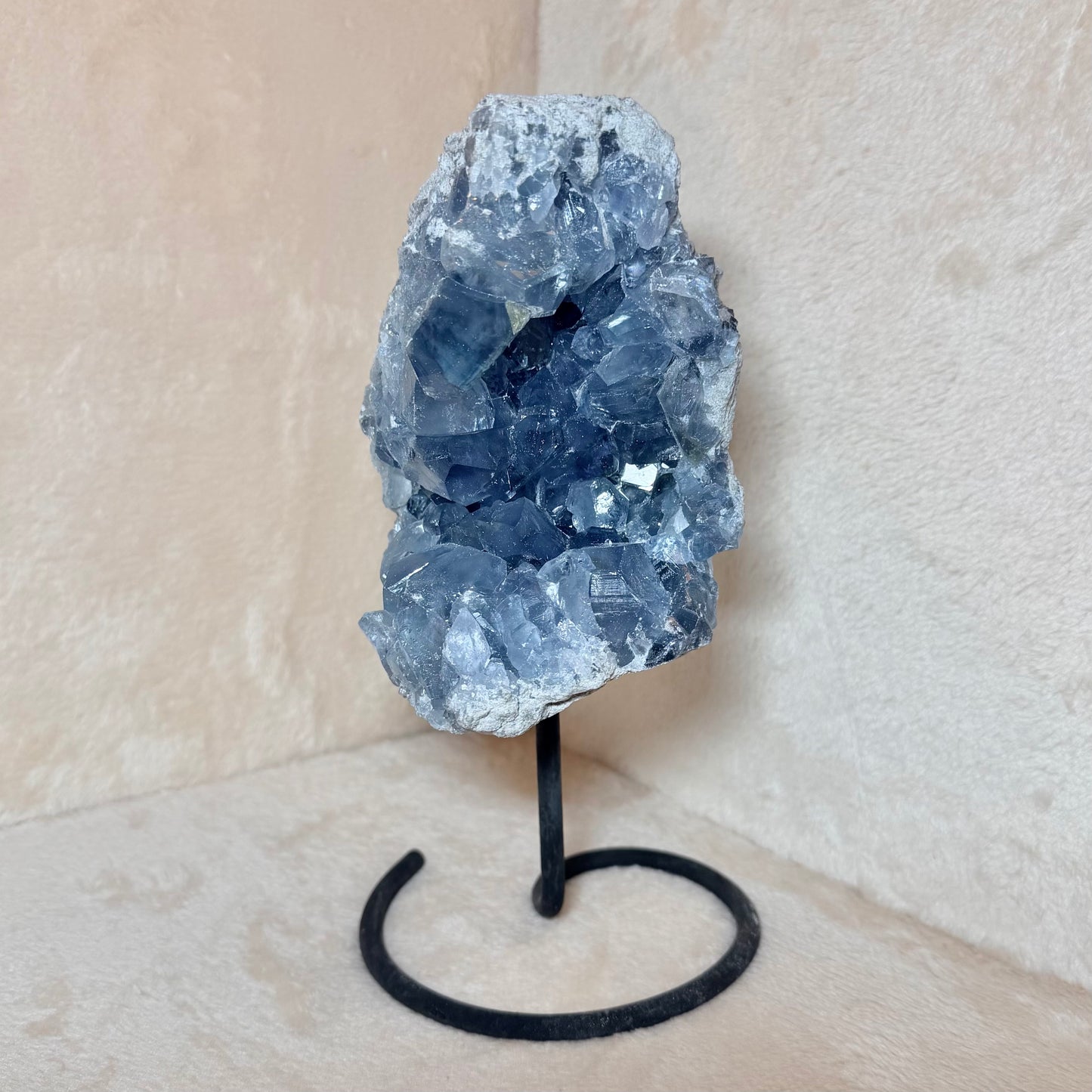 Blue Calcite Cluster with Custom Display Stand　ブルーカルサイト　＃BC-054