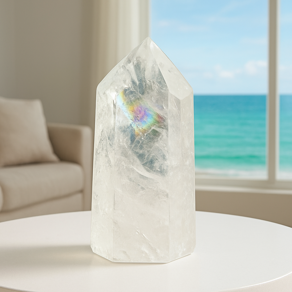 High-Grade Clear Quartz with Large Rainbow - 14.5cm(5.71")