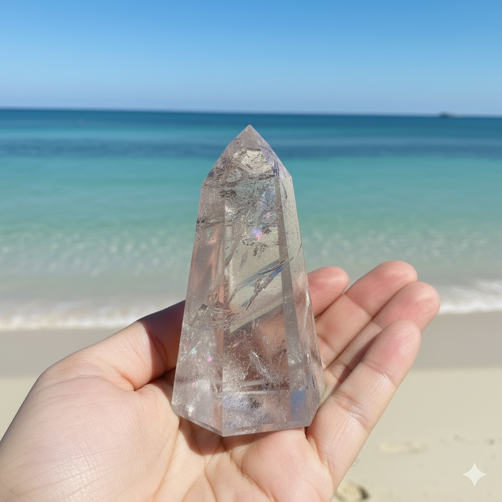 Clear Quartz with Rainbow 10cm (4") #CQ-008