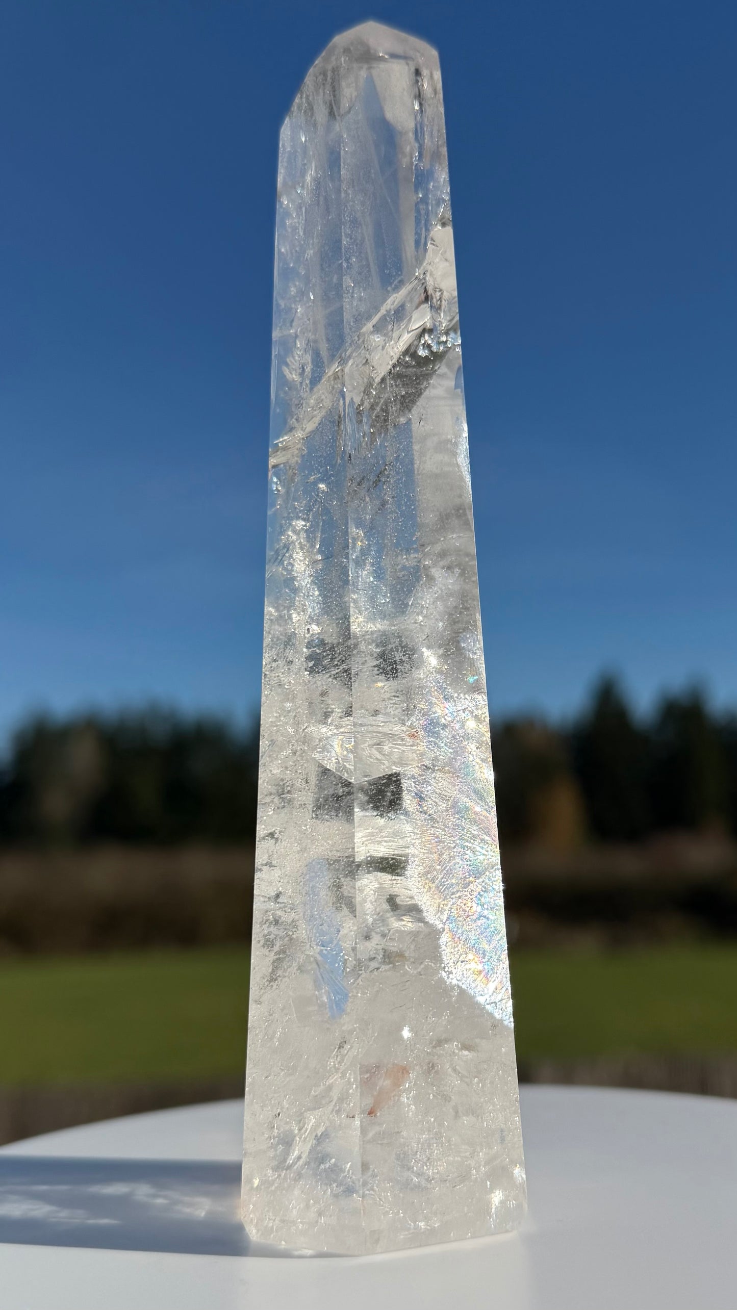 Clear Quartz with Rainbow  17cm(6.7") クリアクォーツ（レインボー入り）#CQ-001