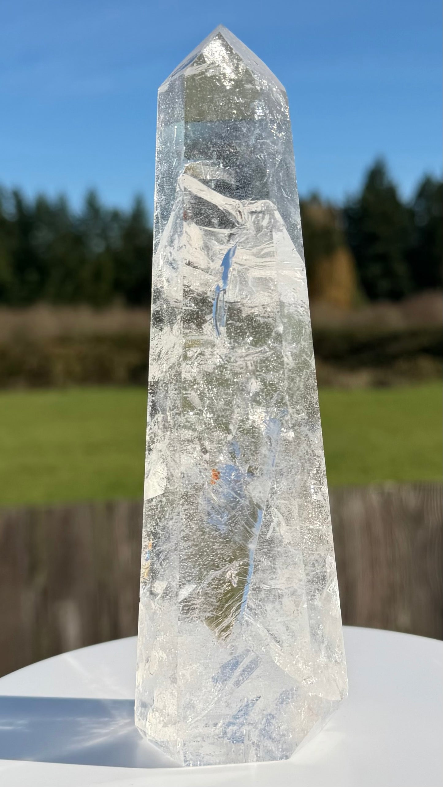 Clear Quartz with Rainbow  17cm(6.7") クリアクォーツ（レインボー入り）#CQ-001