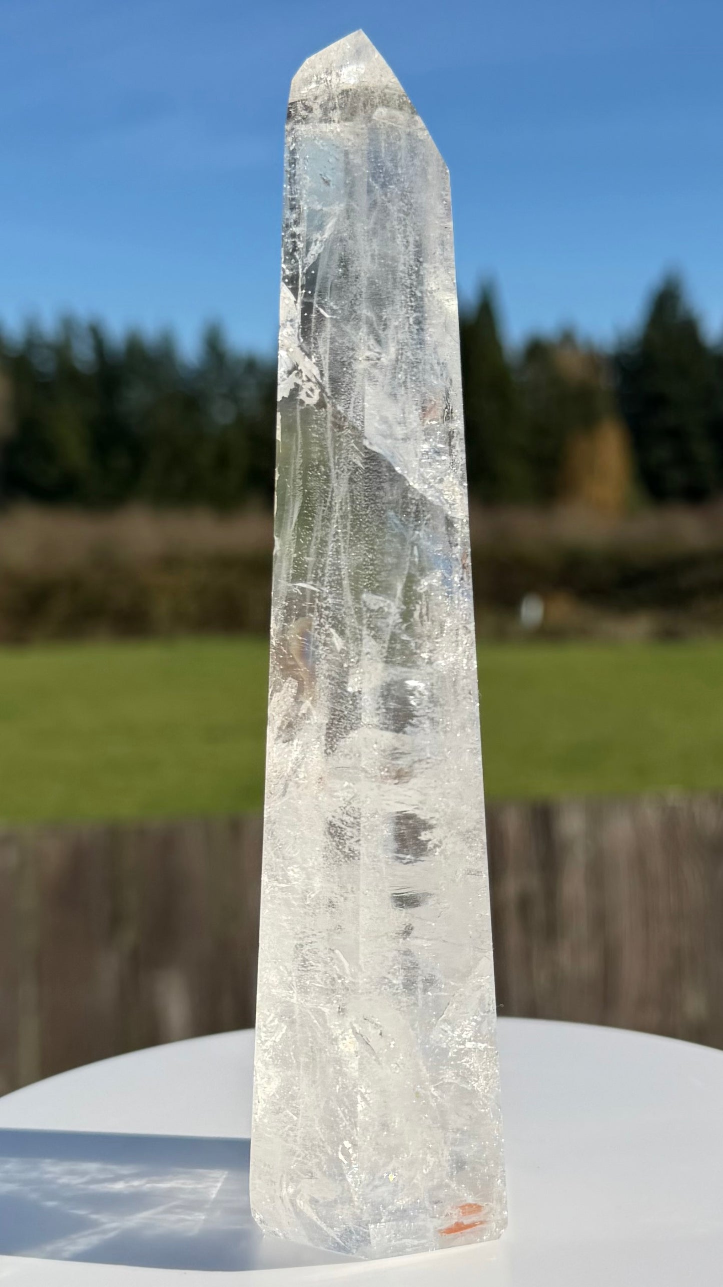 Clear Quartz with Rainbow  17cm(6.7") クリアクォーツ（レインボー入り）#CQ-001