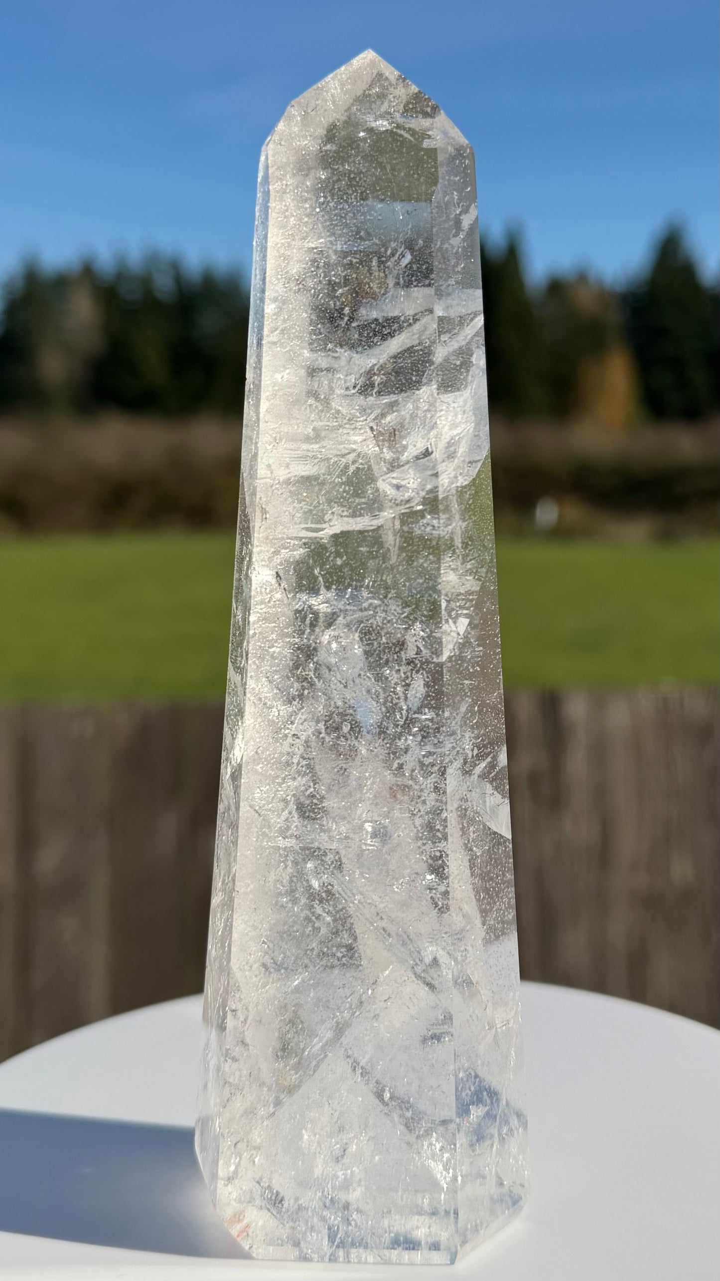 Clear Quartz with Rainbow  17cm(6.7") クリアクォーツ（レインボー入り）#CQ-001