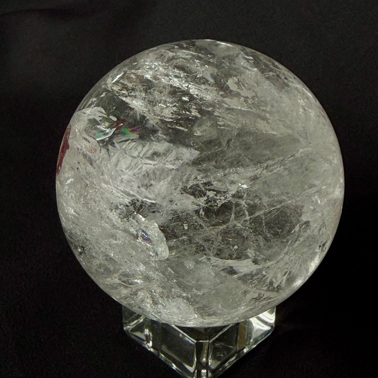 Quartz Crystal Ball Red Hematoid & Rainbow 59mm(2.3") 287g #CQ-027