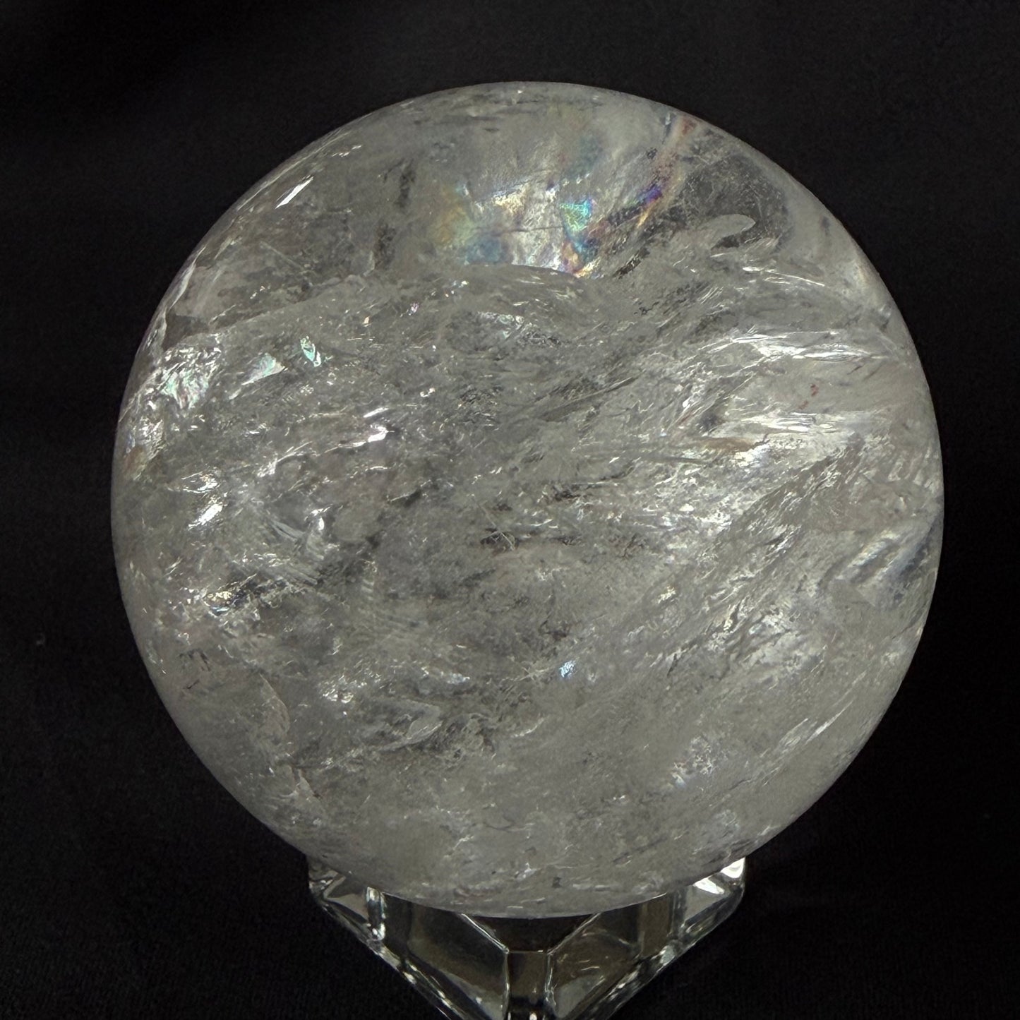 Quartz Crystal Ball Red Hematoid & Rainbow 59mm(2.3") 287g #CQ-027