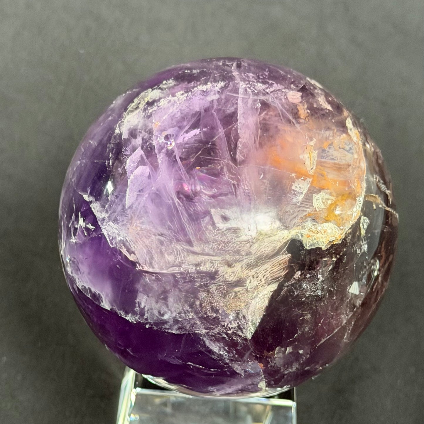 Natural Rainbow Flash Amethyst Sphere 3.2 in (8cm) #AM-031