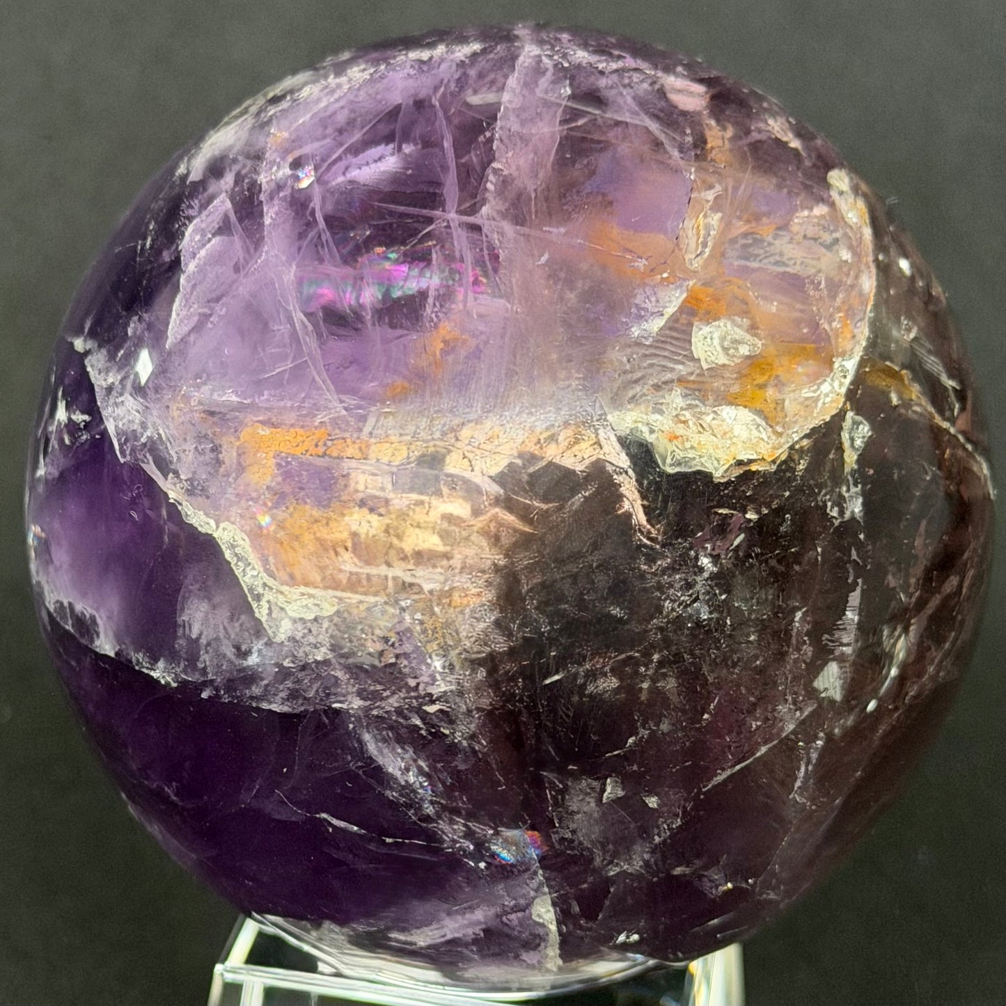 Natural Rainbow Flash Amethyst Sphere 3.2 in (8cm) #AM-031