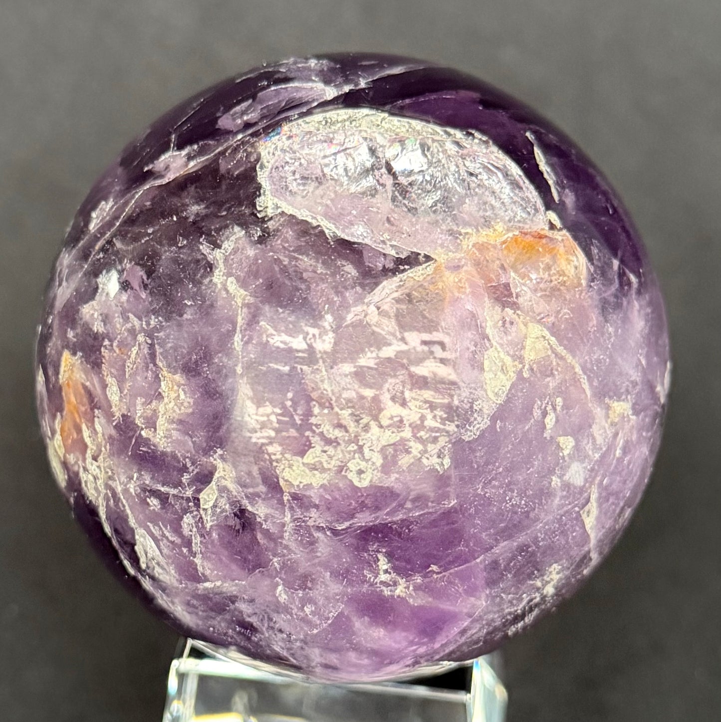 Natural Rainbow Flash Amethyst Sphere 3.2 in (8cm) #AM-031