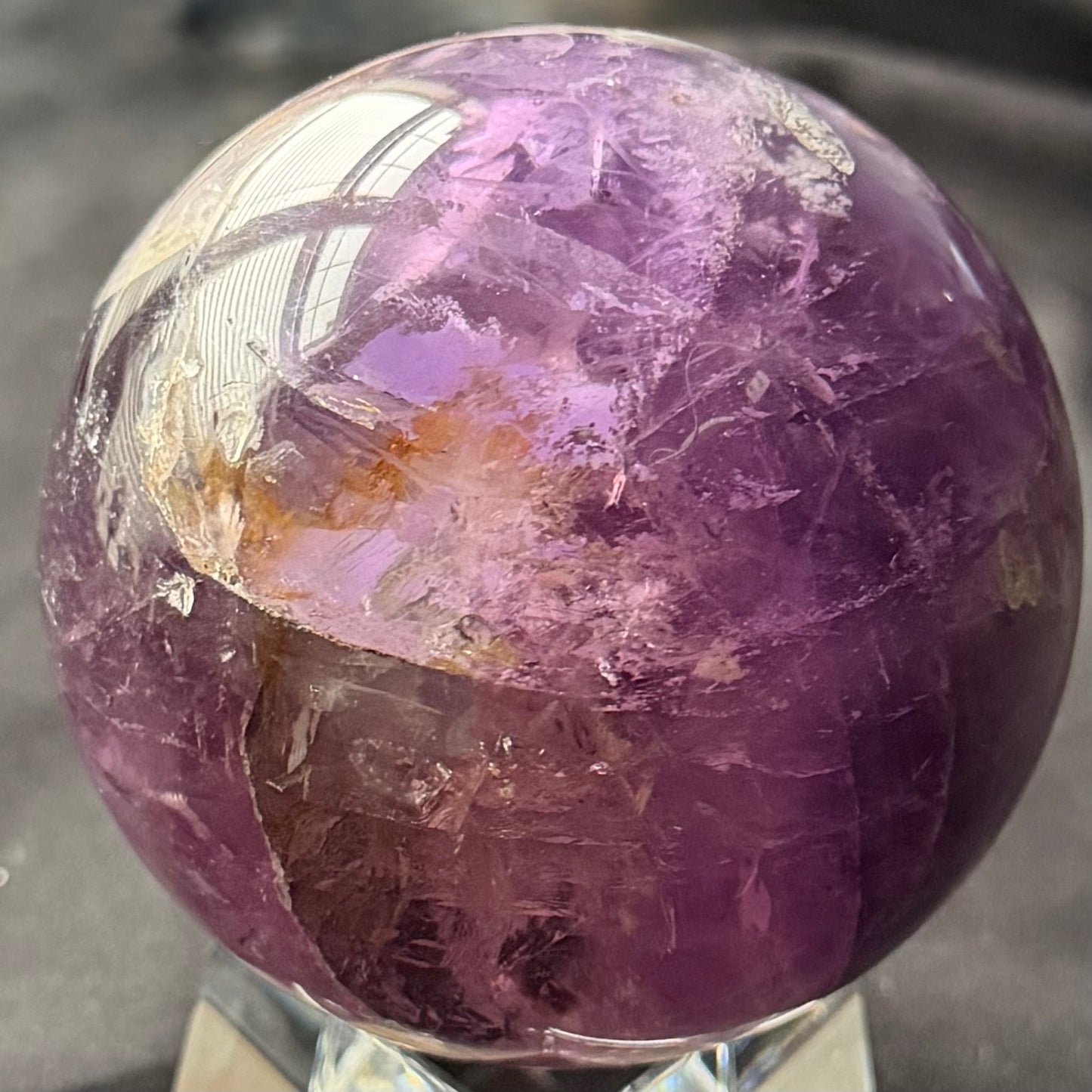Natural Rainbow Flash Amethyst Sphere 3.2 in (8cm) #AM-031
