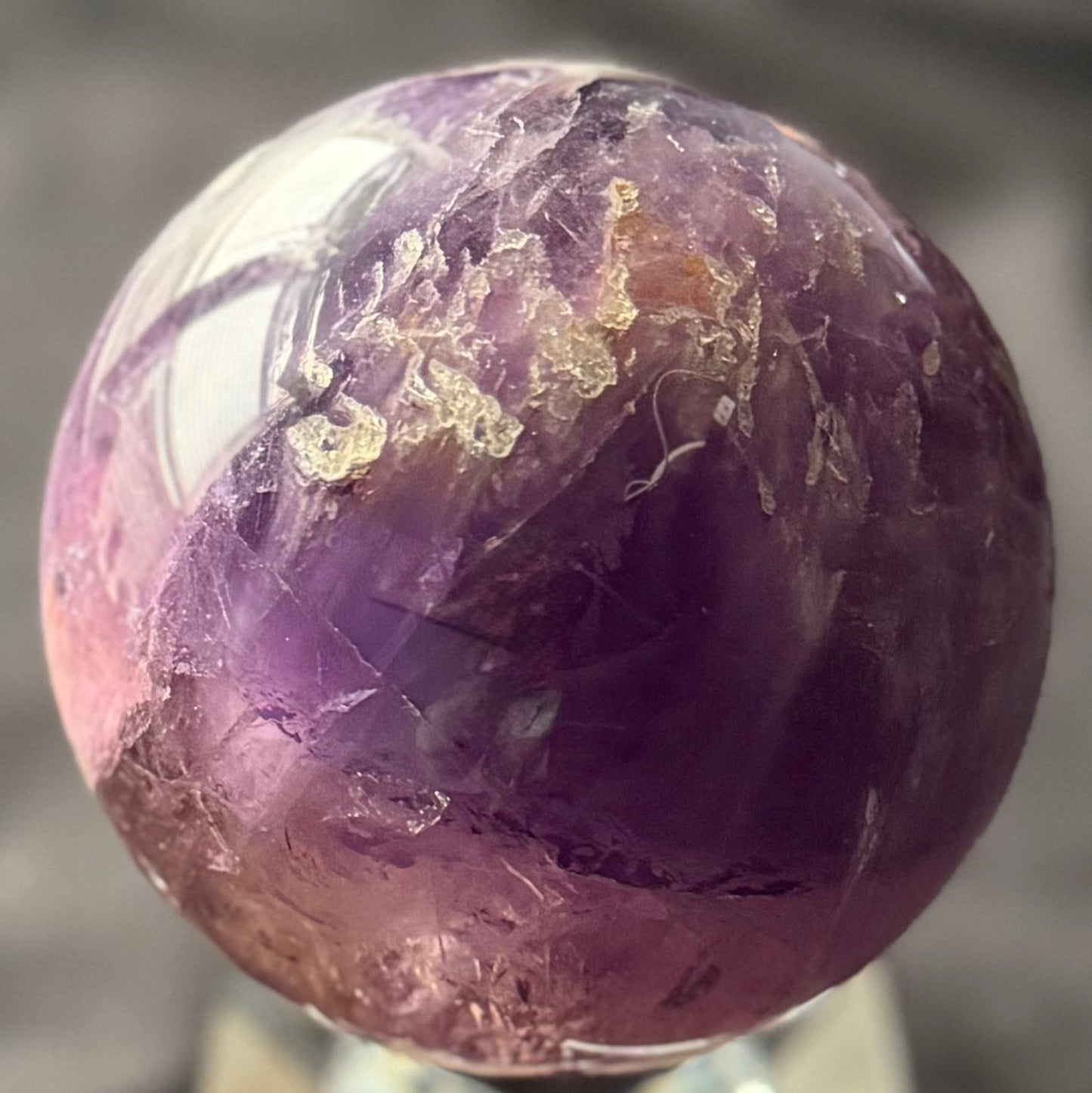 Natural Rainbow Flash Amethyst Sphere 3.2 in (8cm) #AM-031