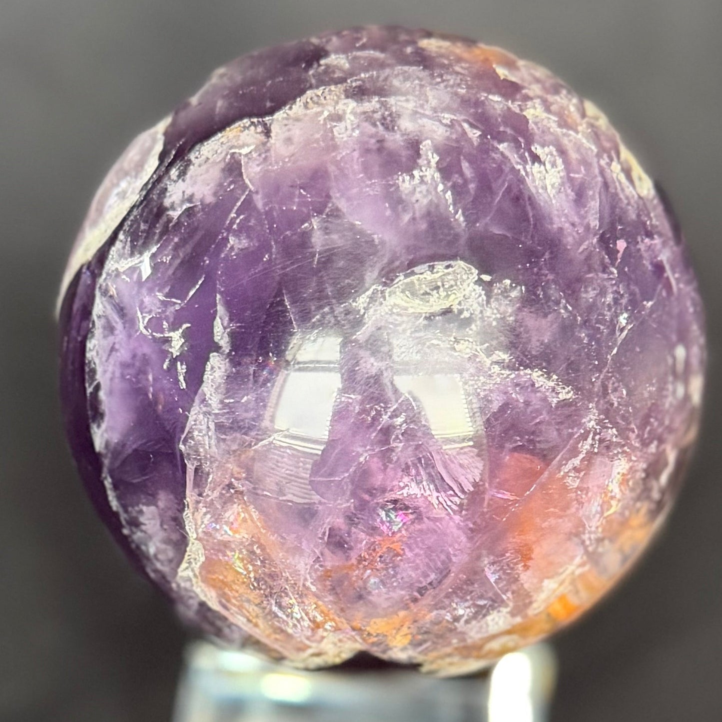 Natural Rainbow Flash Amethyst Sphere 3.2 in (8cm) #AM-031