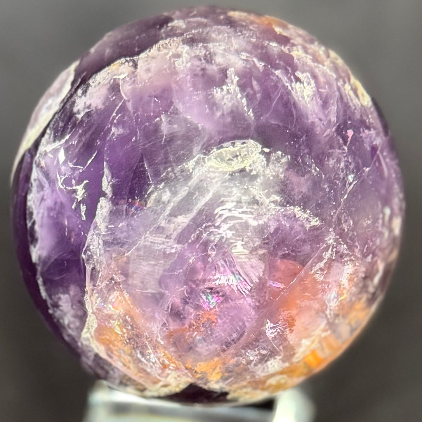 Natural Rainbow Flash Amethyst Sphere 3.2 in (8cm) #AM-031
