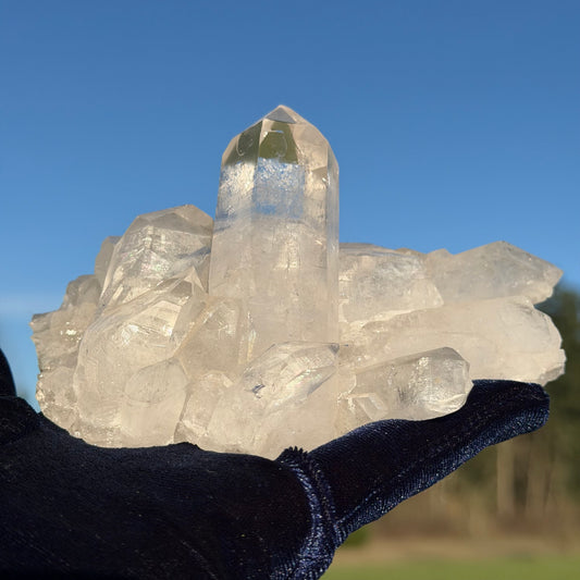 Clear Quartz Cluster w Rainbows クリアクォーツ クラスター 406g #-CQ-045