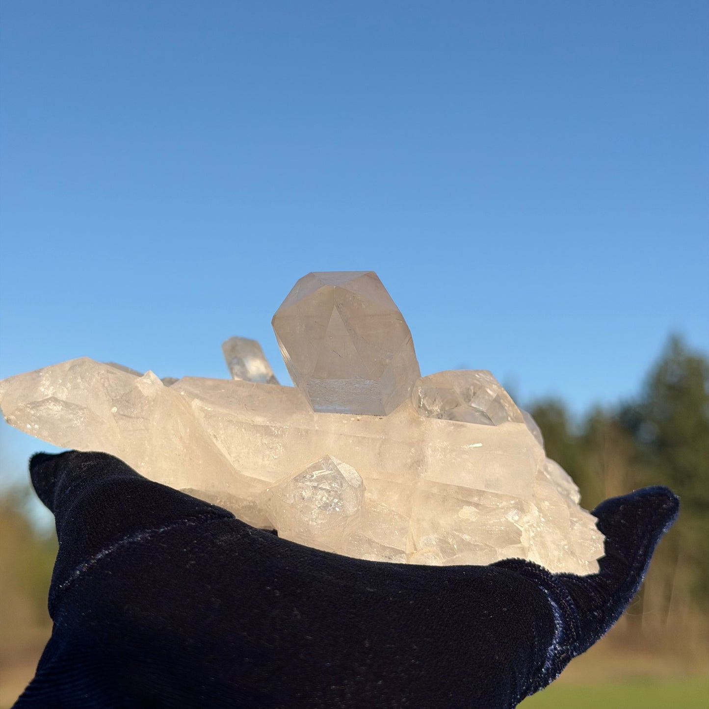 Clear Quartz Cluster w Rainbows クリアクォーツ クラスター 406g #-CQ-045