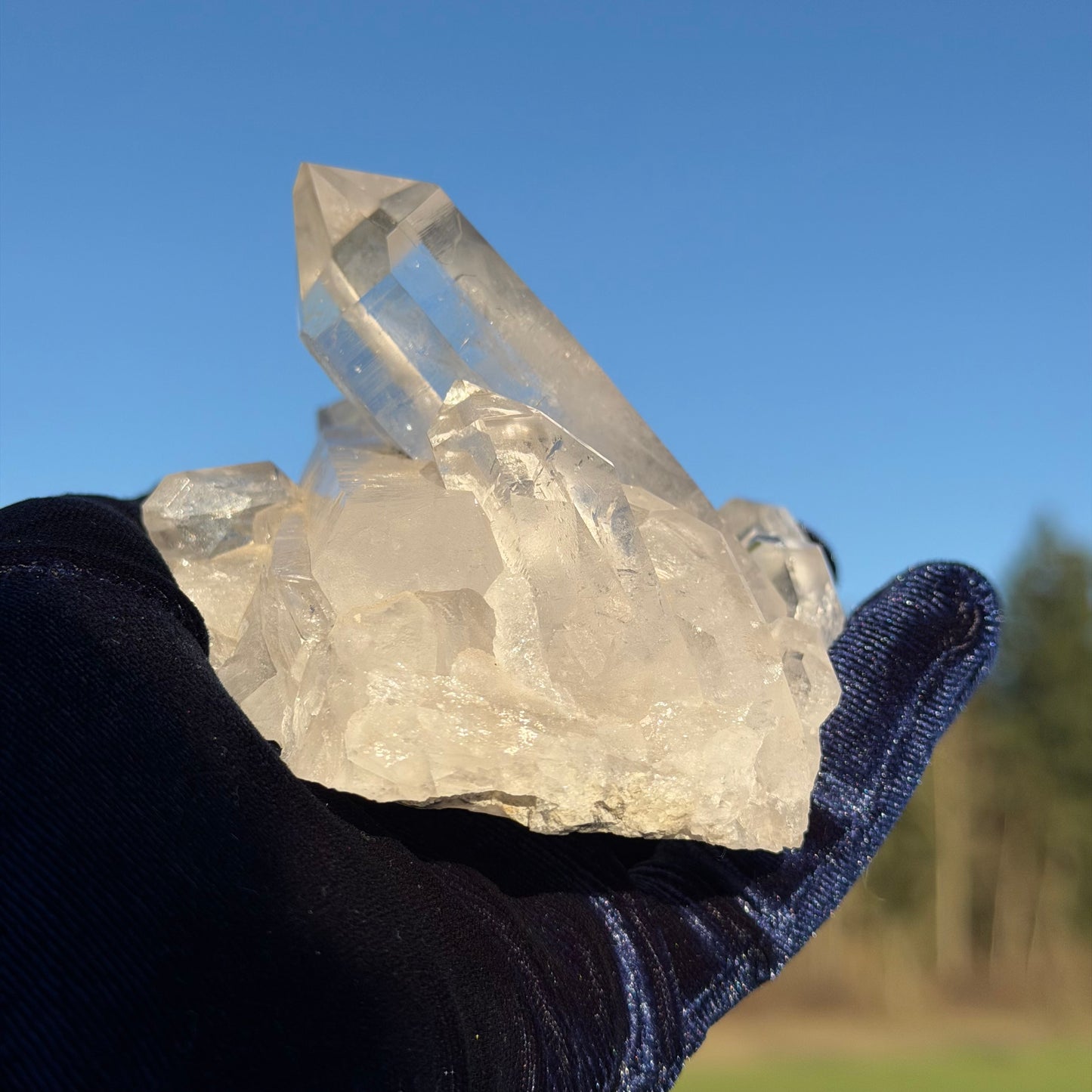 Clear Quartz Cluster w Rainbows クリアクォーツ クラスター 406g #-CQ-045