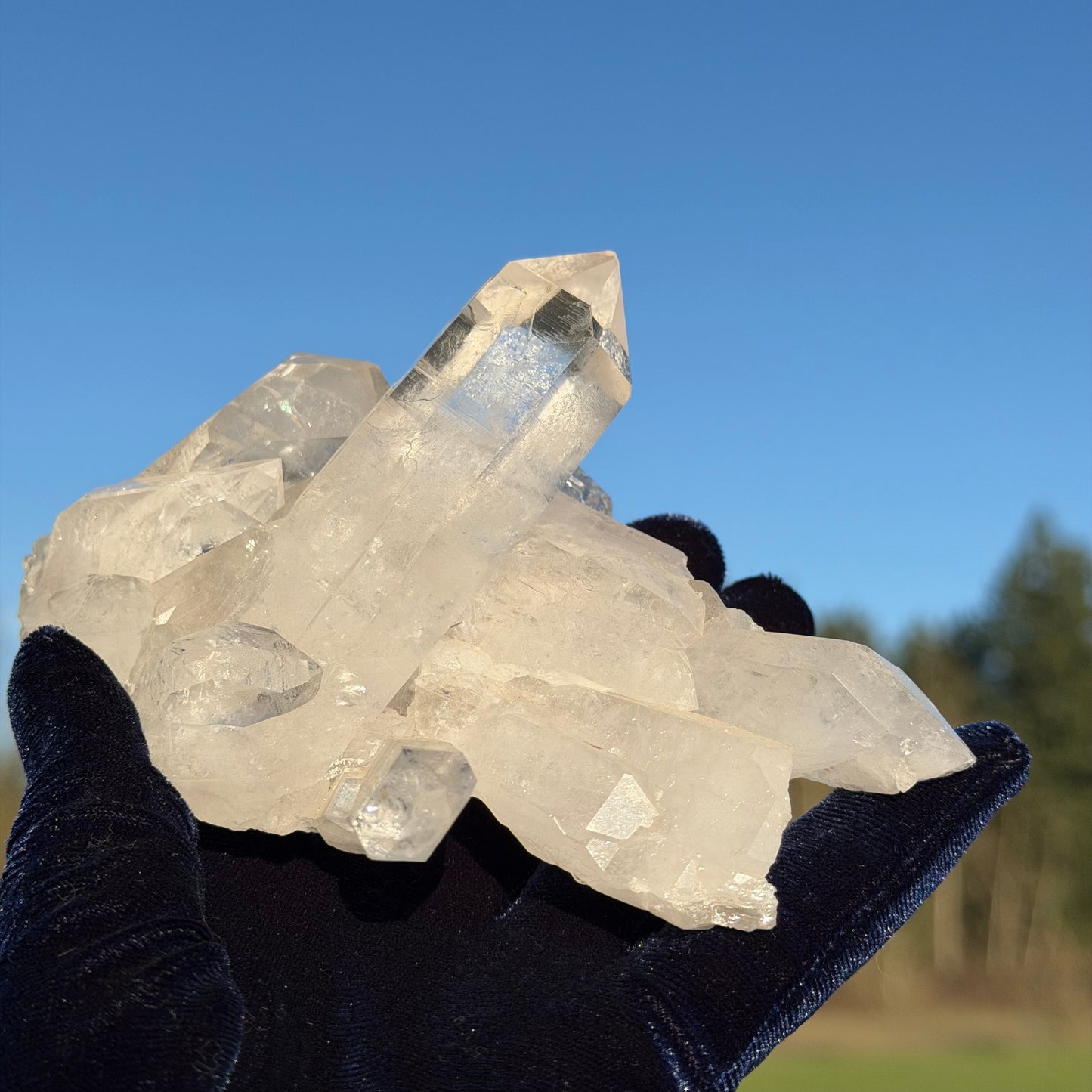 Clear Quartz Cluster w Rainbows クリアクォーツ クラスター 406g #-CQ-045