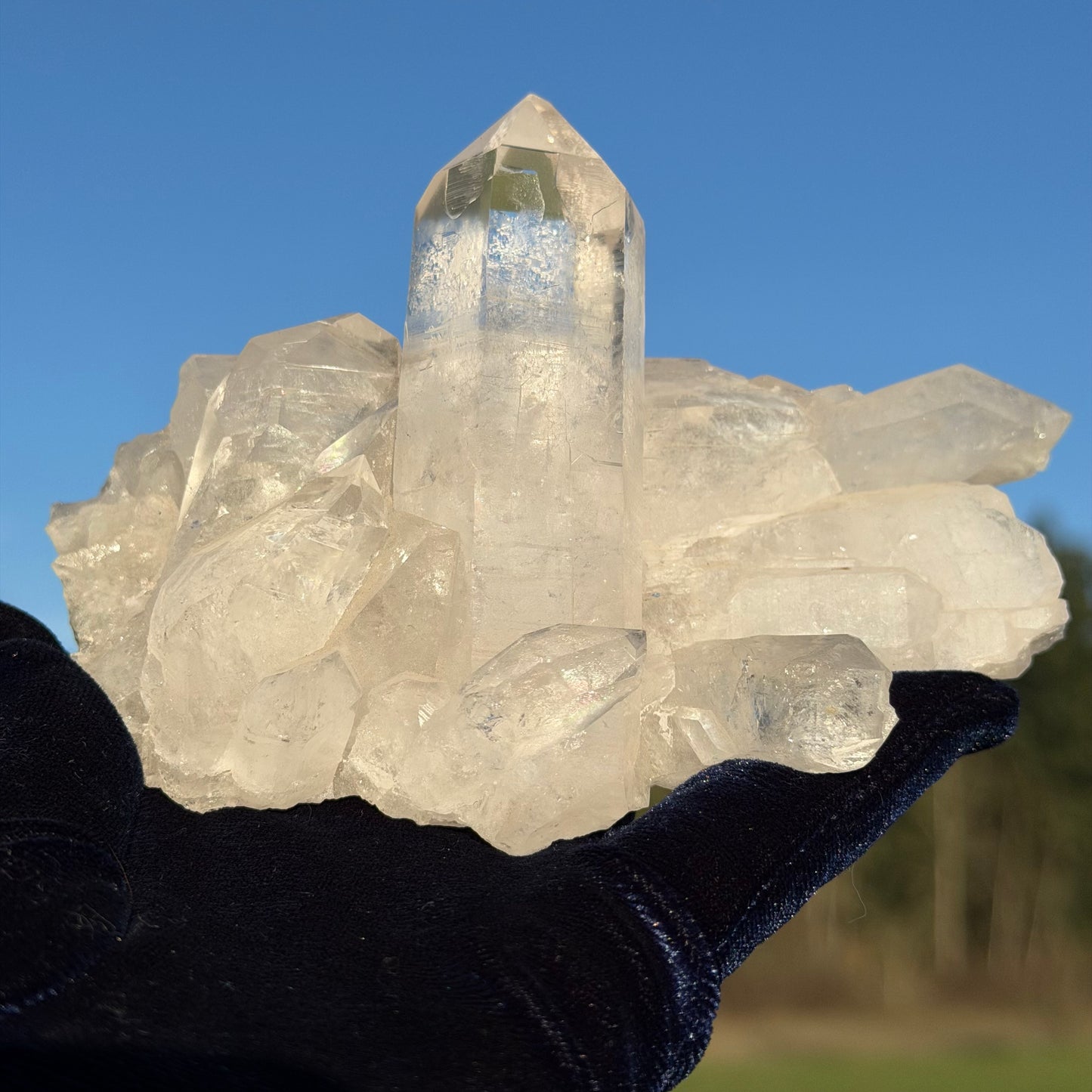 Clear Quartz Cluster w Rainbows クリアクォーツ クラスター 406g #-CQ-045