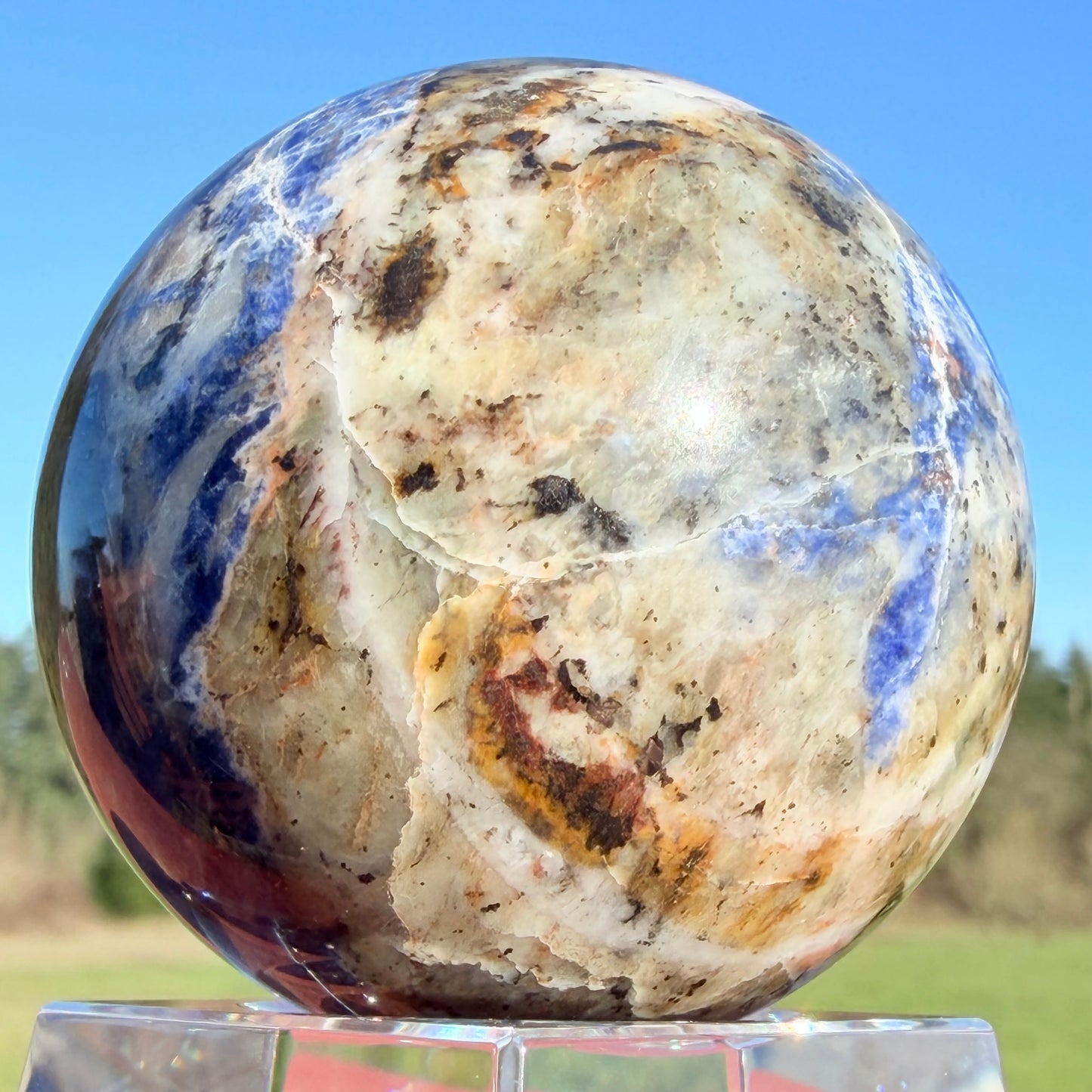 Sodalite Sphere with Earthy Veins (2.24")ソーダライト57mm #SOD-050