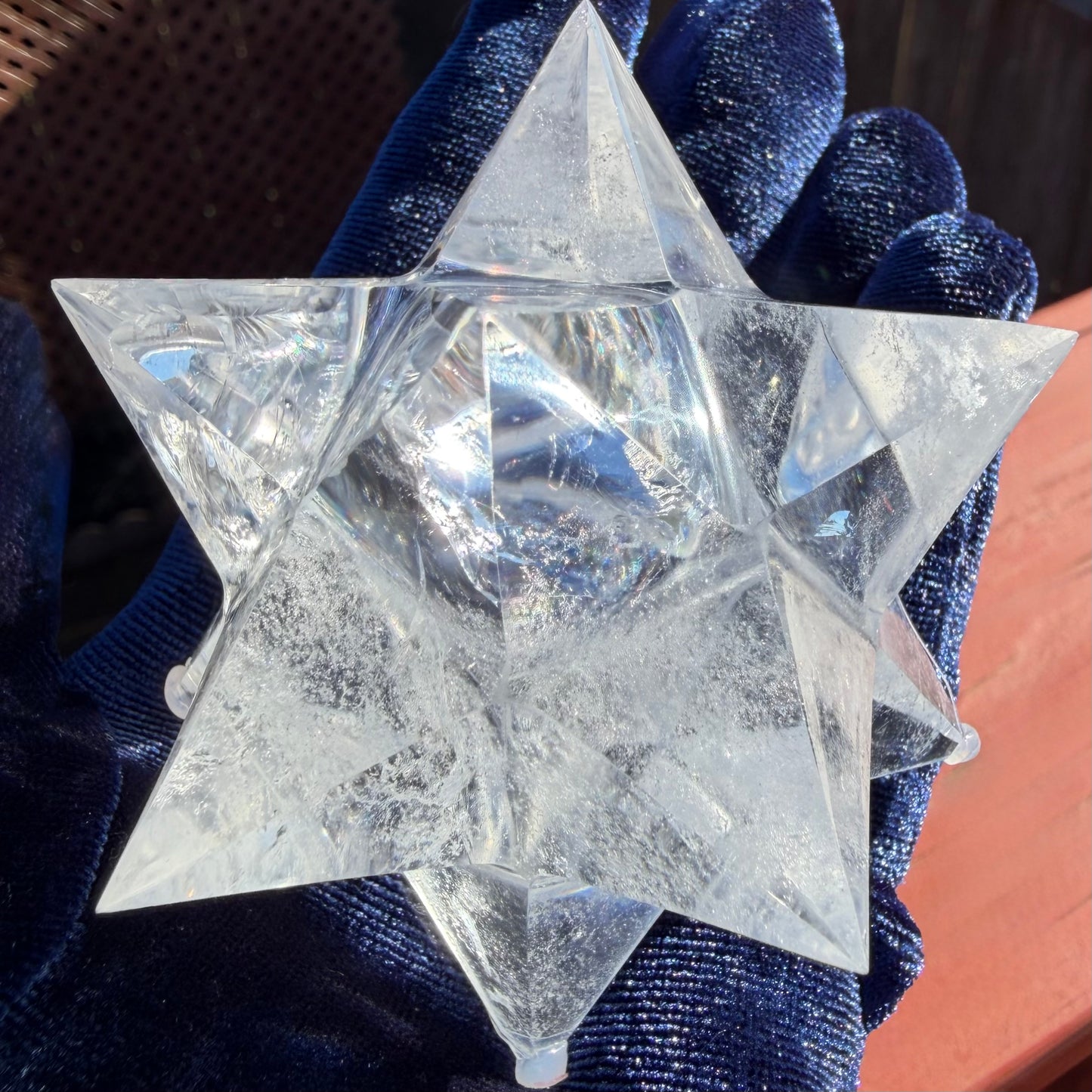 12-Point Master Merkaba Star – Clear Quartz w/🌈　マカバスター12ポイント78mm, 208g＃CQ-073