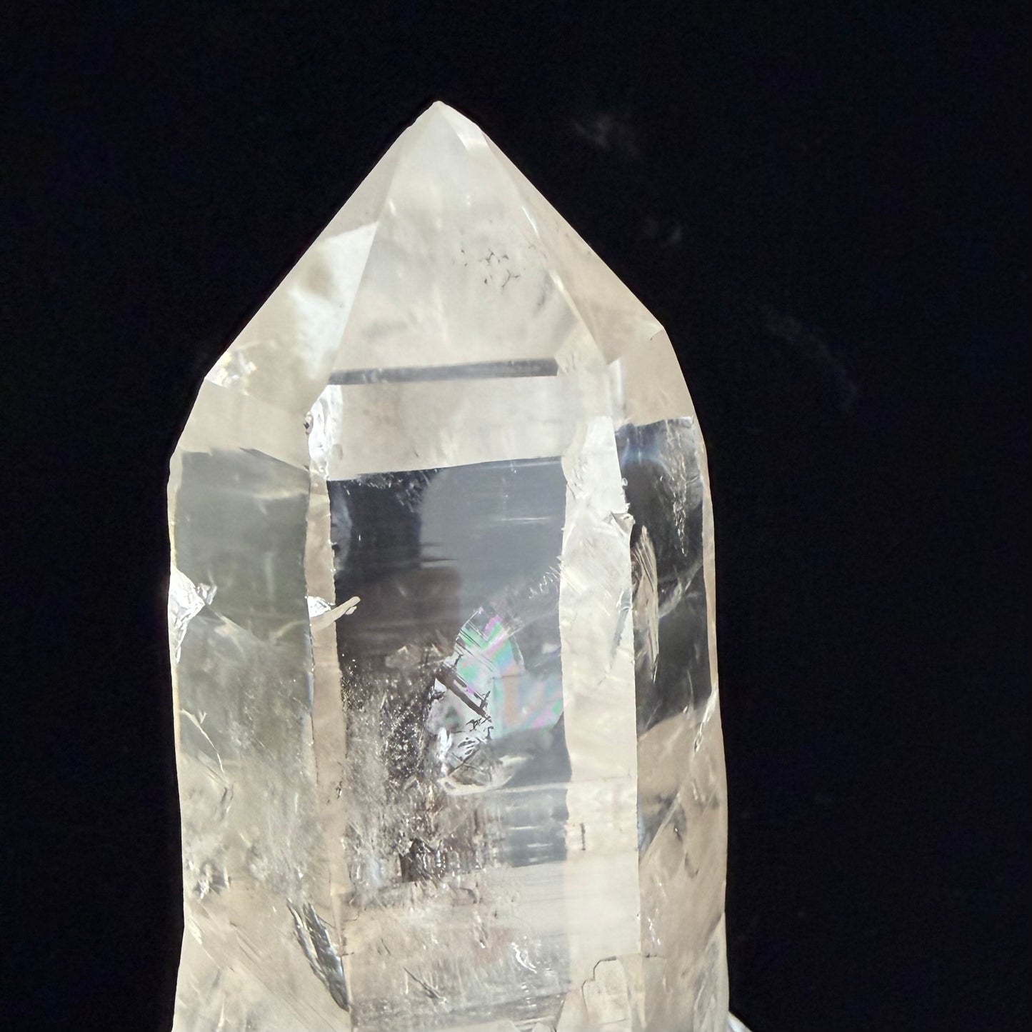 Ultra-Clear Lemurian Seed Quartz Point - Includes Custom Gallery Stand レムリアンシード・クォーツ クリスタルポイント(虹入)  - カスタムスタンド付#LQ-058