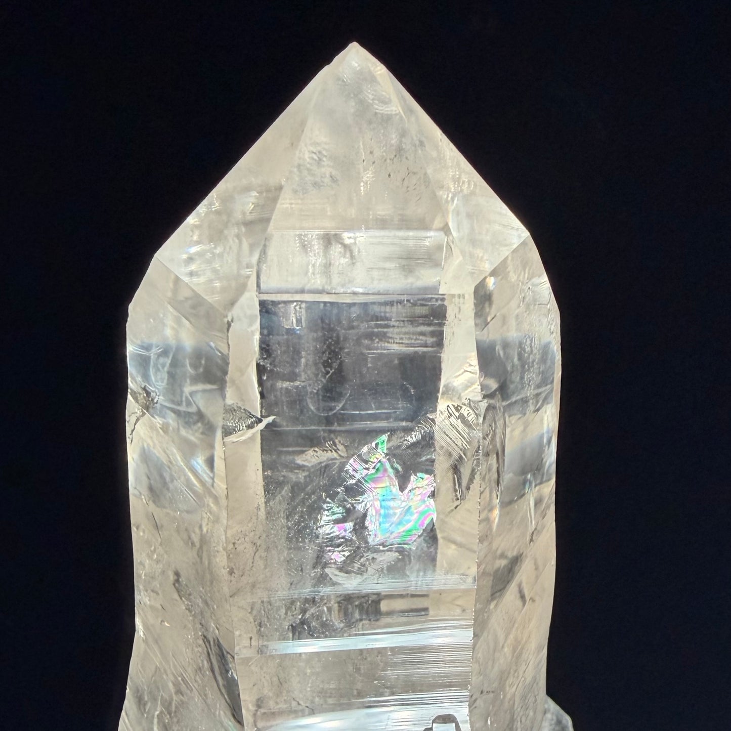 Ultra-Clear Lemurian Seed Quartz Point - Includes Custom Gallery Stand レムリアンシード・クォーツ クリスタルポイント(虹入)  - カスタムスタンド付#LQ-058