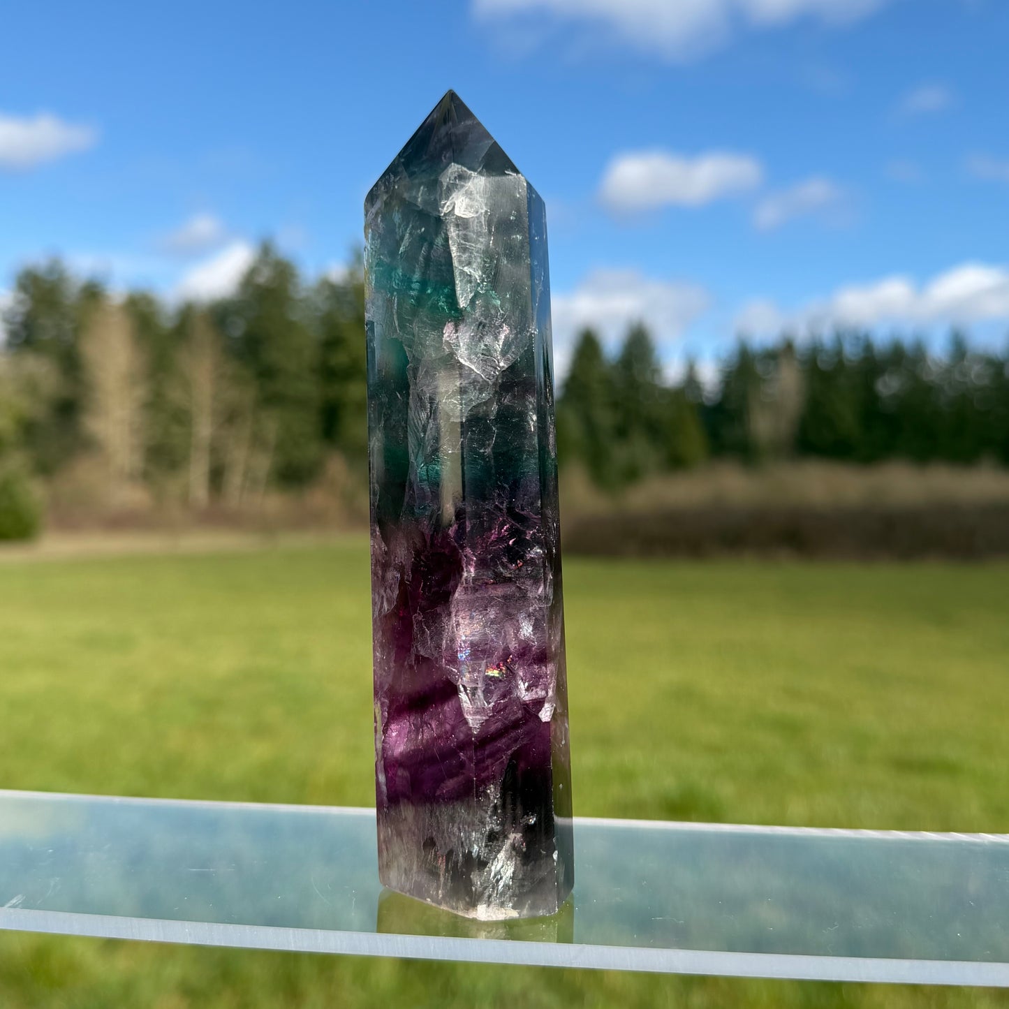 Rainbow-infused Fluorite Tower 5.9in 150mm #F-070