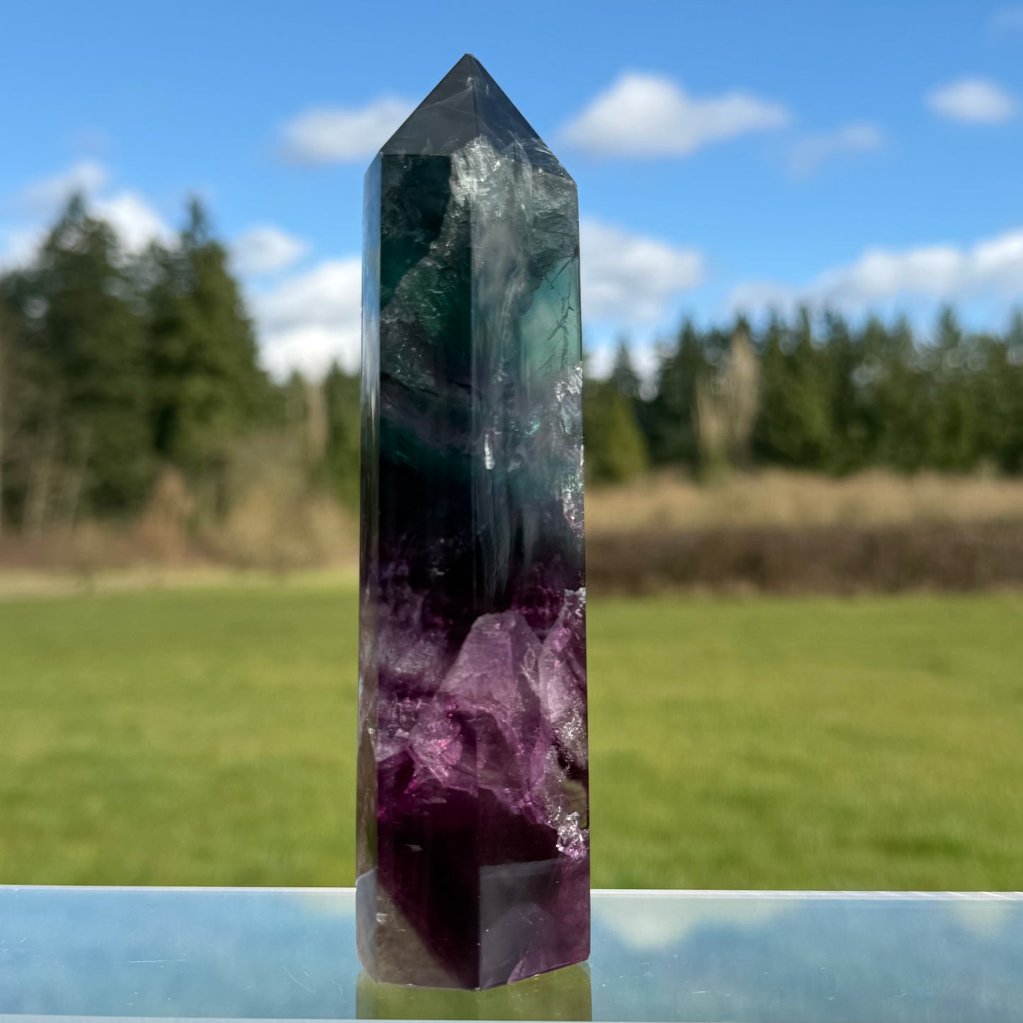 Rainbow-infused Fluorite Tower 5.9in 150mm #F-070