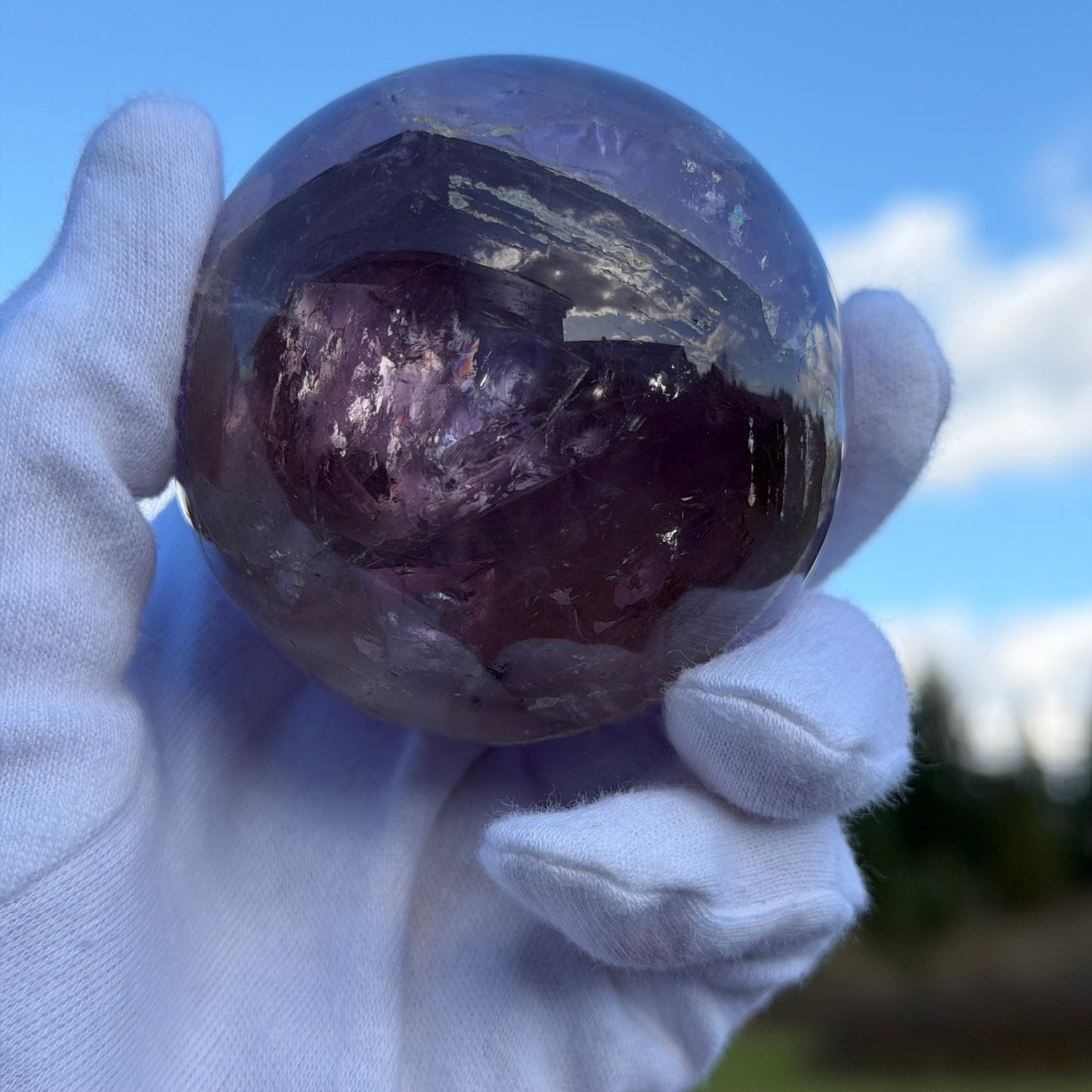 Amethyst Sphere with Hidden Rainbows 63mm 358g #AM-094