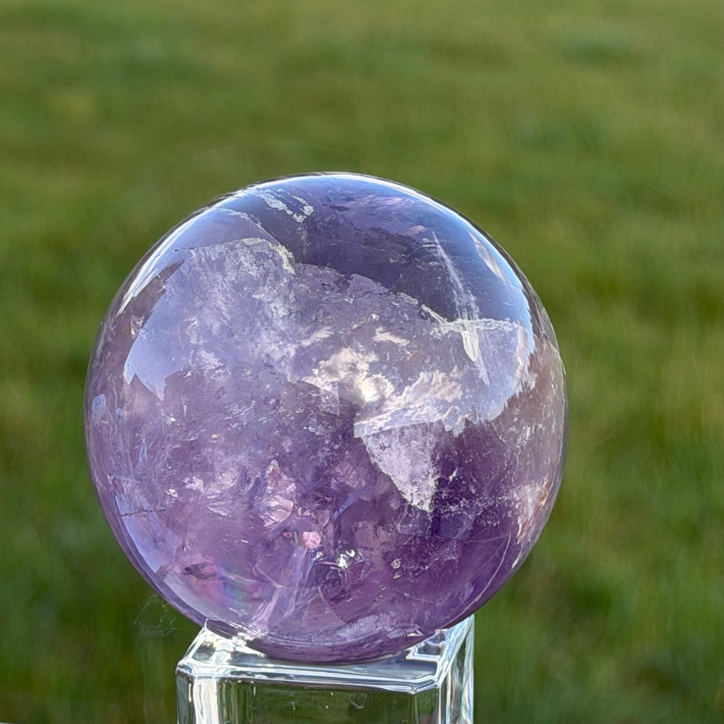 Amethyst Sphere with Hidden Rainbows 63mm 358g #AM-094