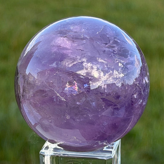 Amethyst Sphere with Hidden Rainbows レインボー・アメジスト63mm 358g #AM-094