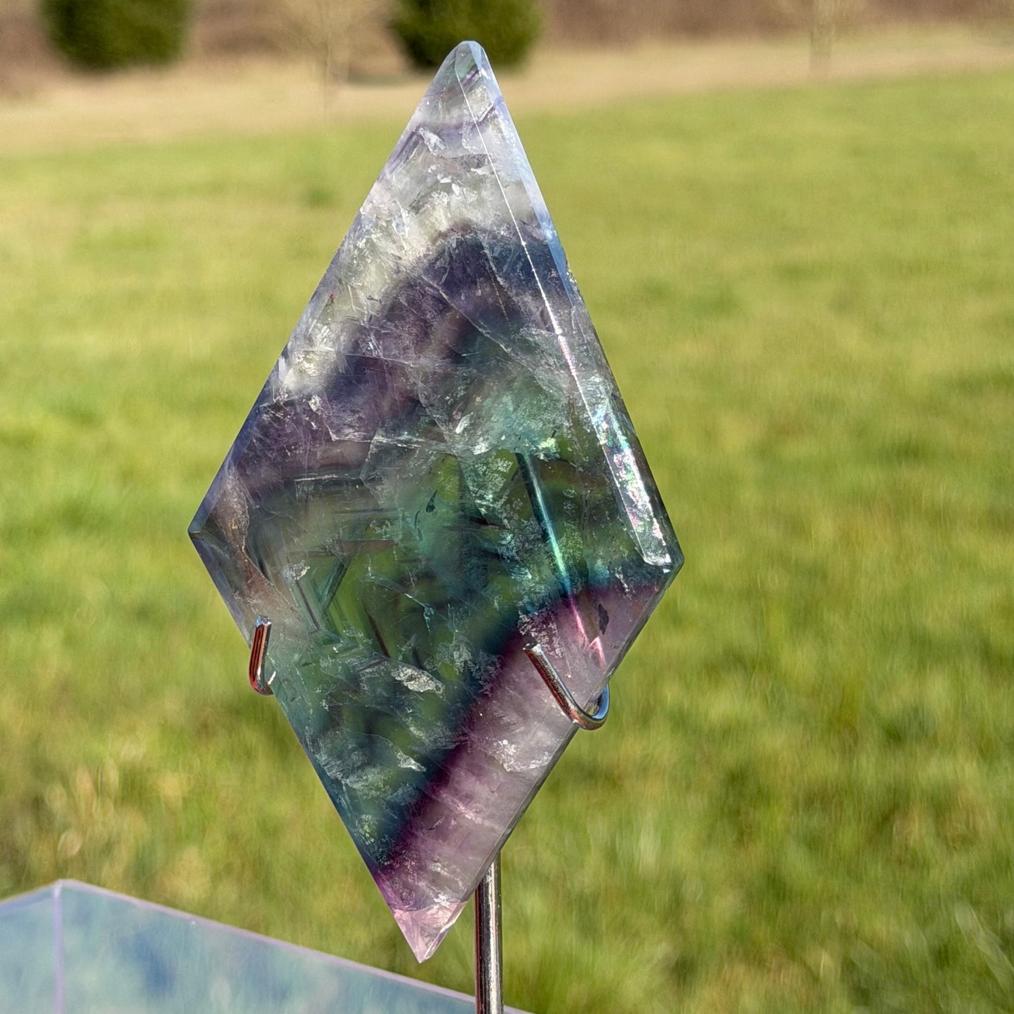 Fluorite Rhombus with Stand ( ) #F-074