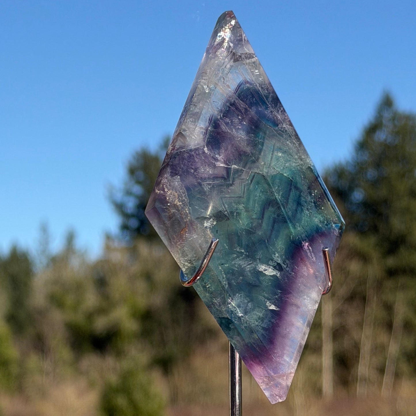 Fluorite Rhombus with Stand ( ) #F-074