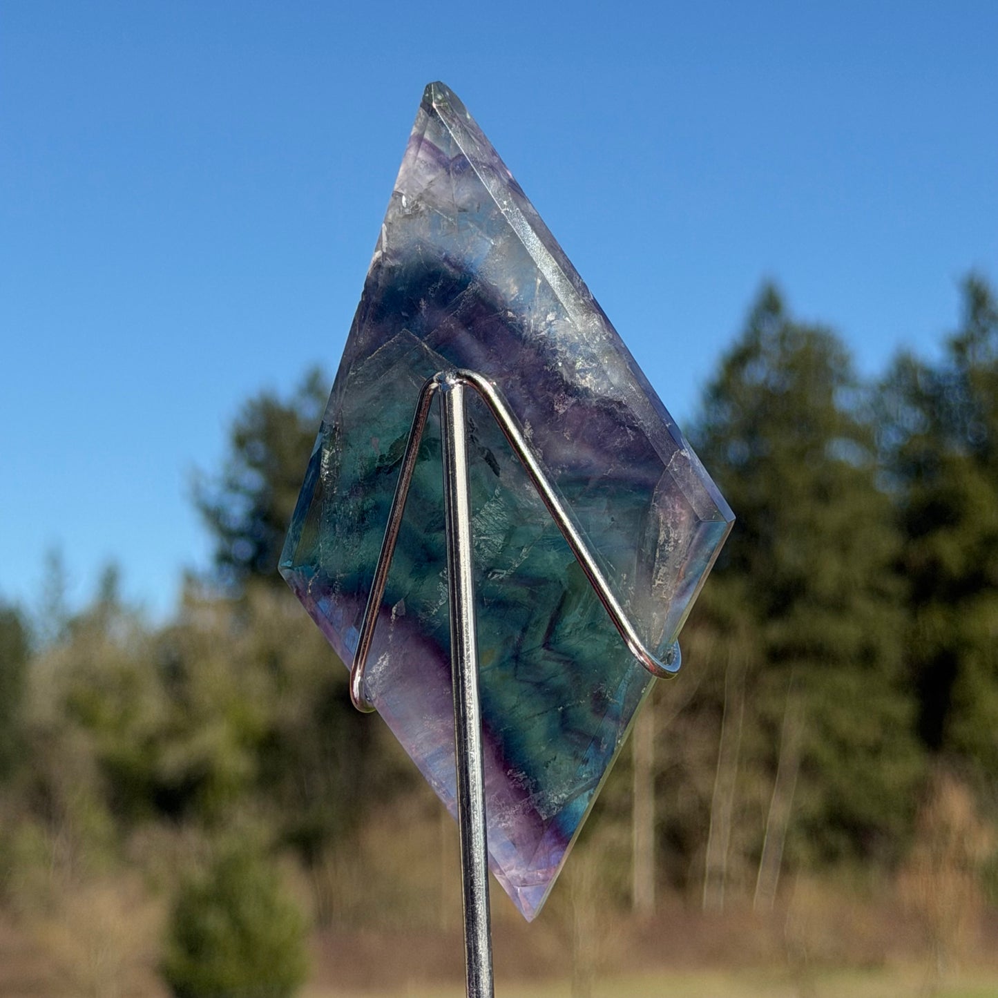 Fluorite Rhombus with Stand ( ) #F-074