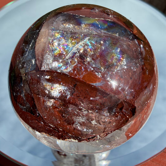 Fire Quartz (Hematoid) Sphere 2.36" レインボー・ファイヤークォーツ 60mm #FIR-030