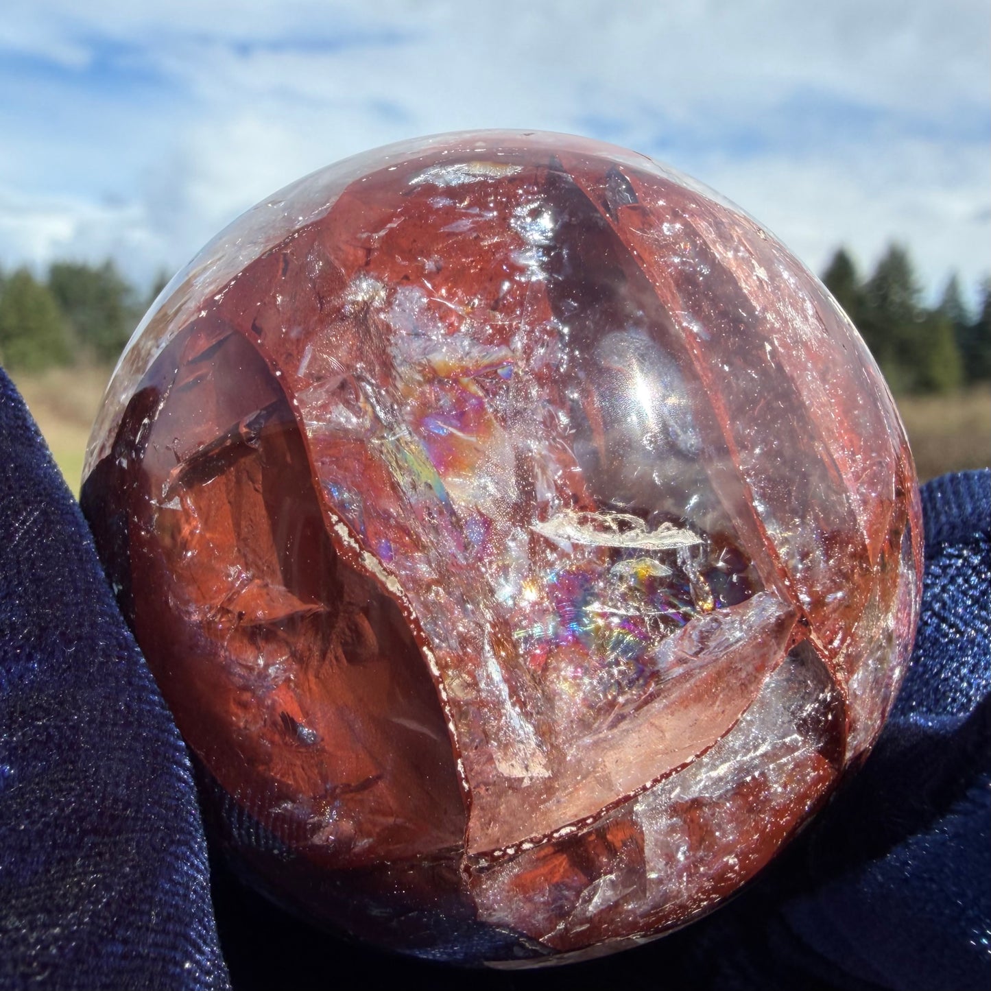 Fire Quartz (Hematoid) Sphere 2.36" レインボー・ファイヤークォーツ 60mm #FIR-030