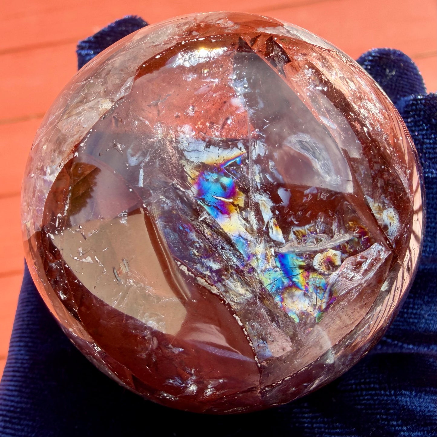 Fire Quartz (Hematoid) Sphere 2.36" レインボー・ファイヤークォーツ 60mm #FIR-030