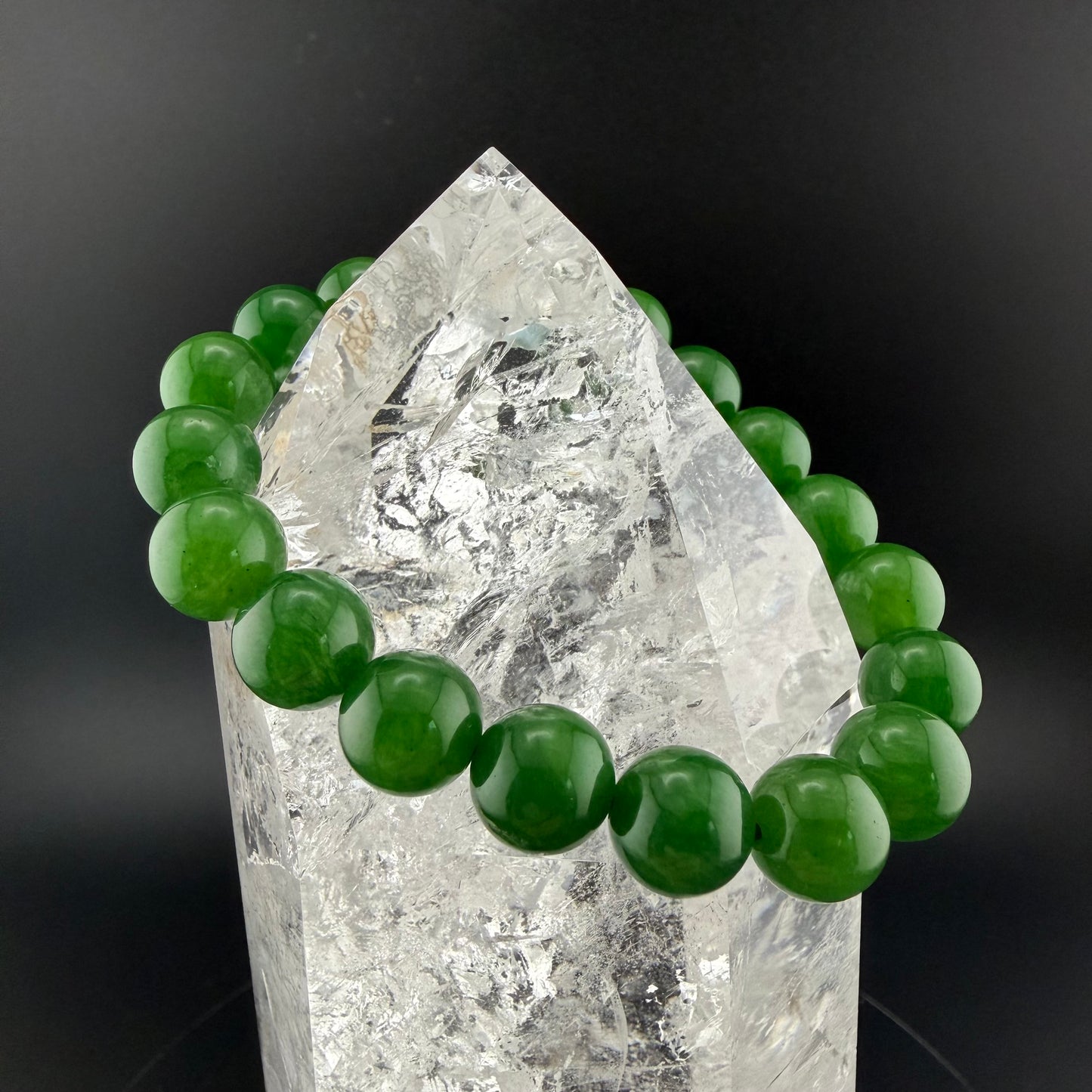 Premium Natural Jadeite Bracelet ナチュラル翡翠 ブレスレット 10mm玉 #BR-003