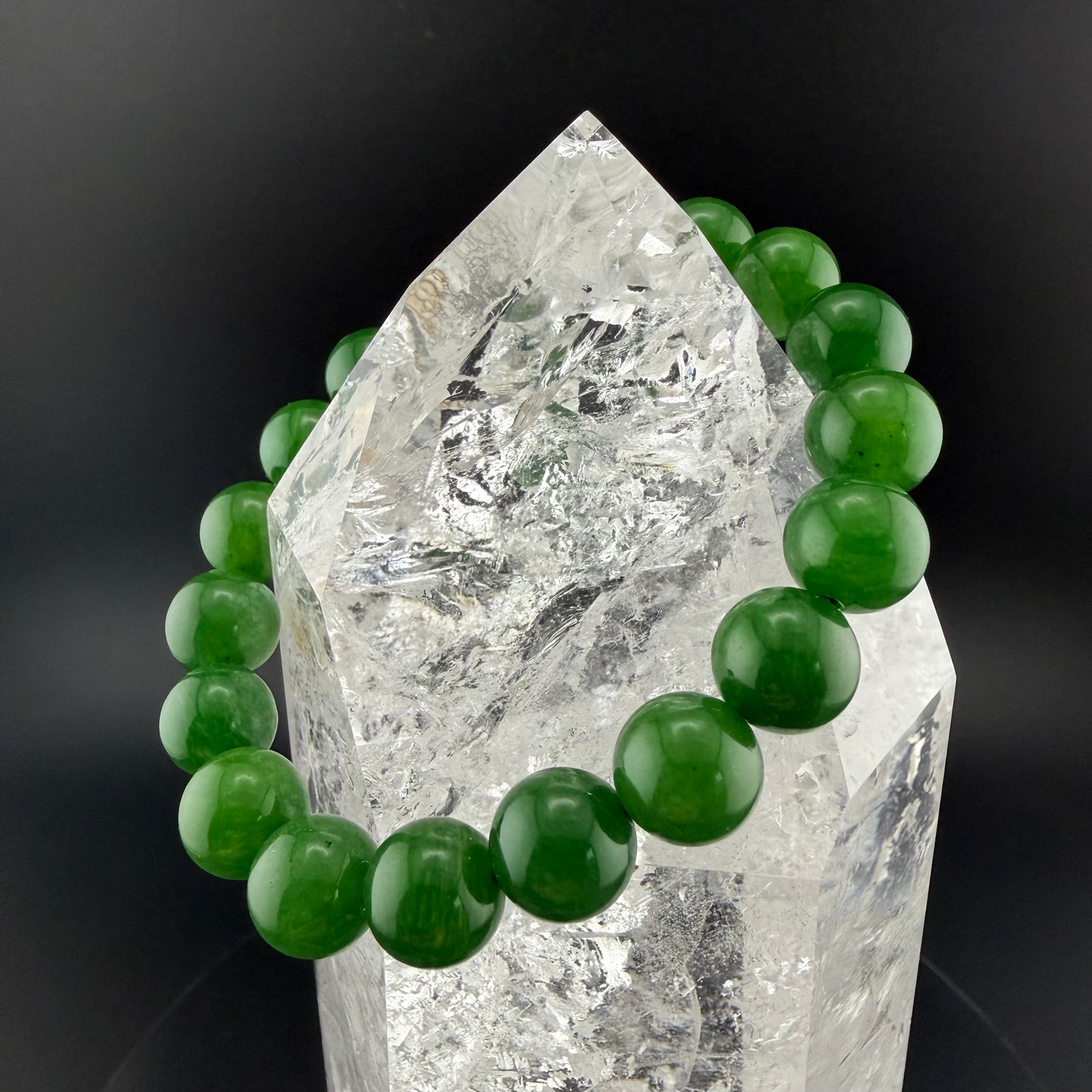 Premium Natural Jadeite Bracelet ナチュラル翡翠 ブレスレット 10mm玉 #BR-003