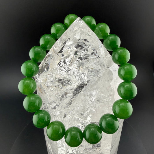 Premium Natural Jadeite Bracelet ナチュラル翡翠 ブレスレット 10mm玉 #BR-003