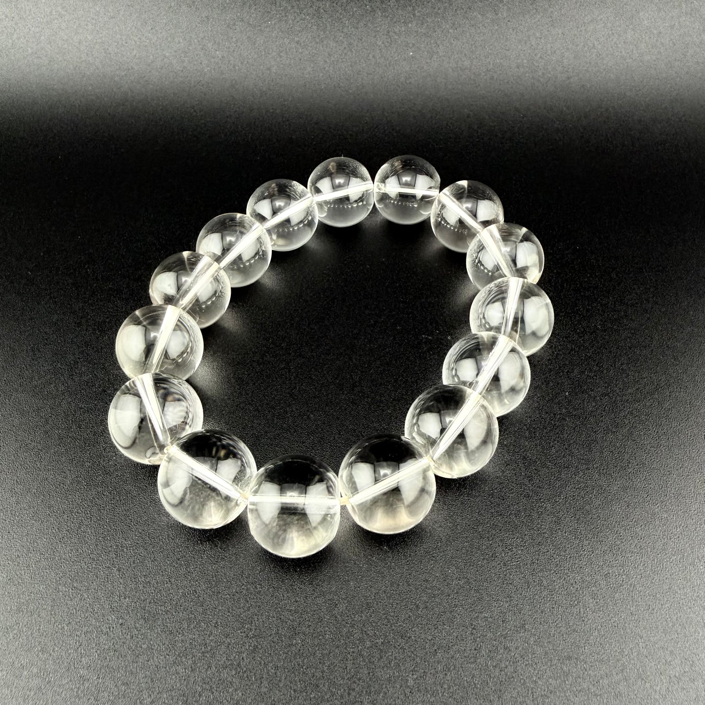 Natural Clear Quartz Large Bead Bracelet 16.5mm #BR-001