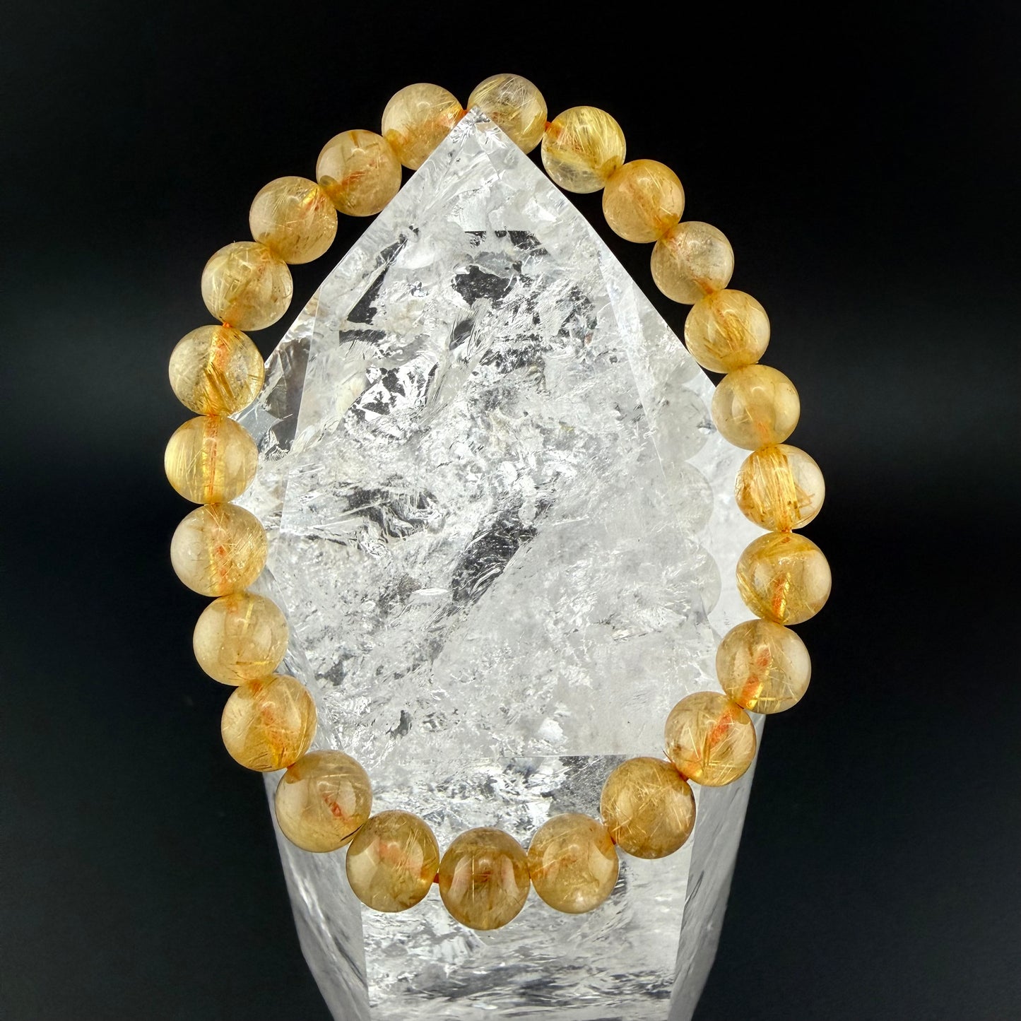 Gold Rutilated Quartz Bracelet 8mm #BR-014