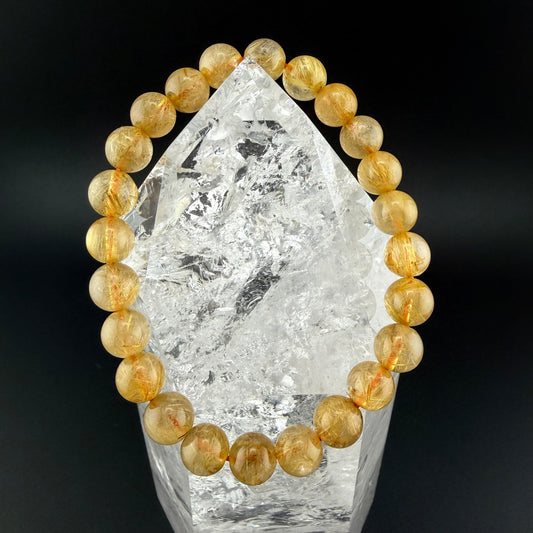 Gold Rutilated Quartz Bracelet 8mm #BR-014