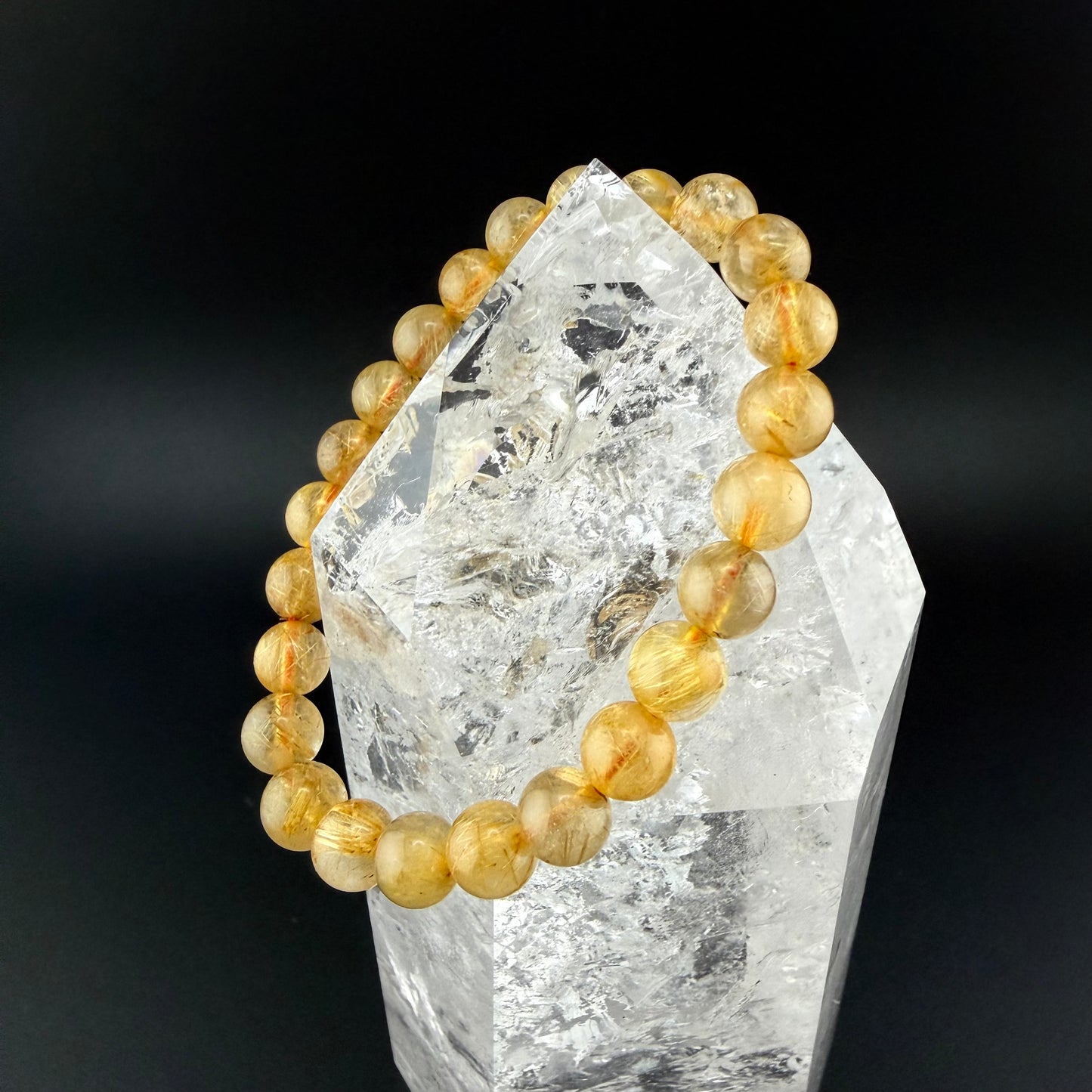 Gold Rutilated Quartz Bracelet 8mm #BR-014