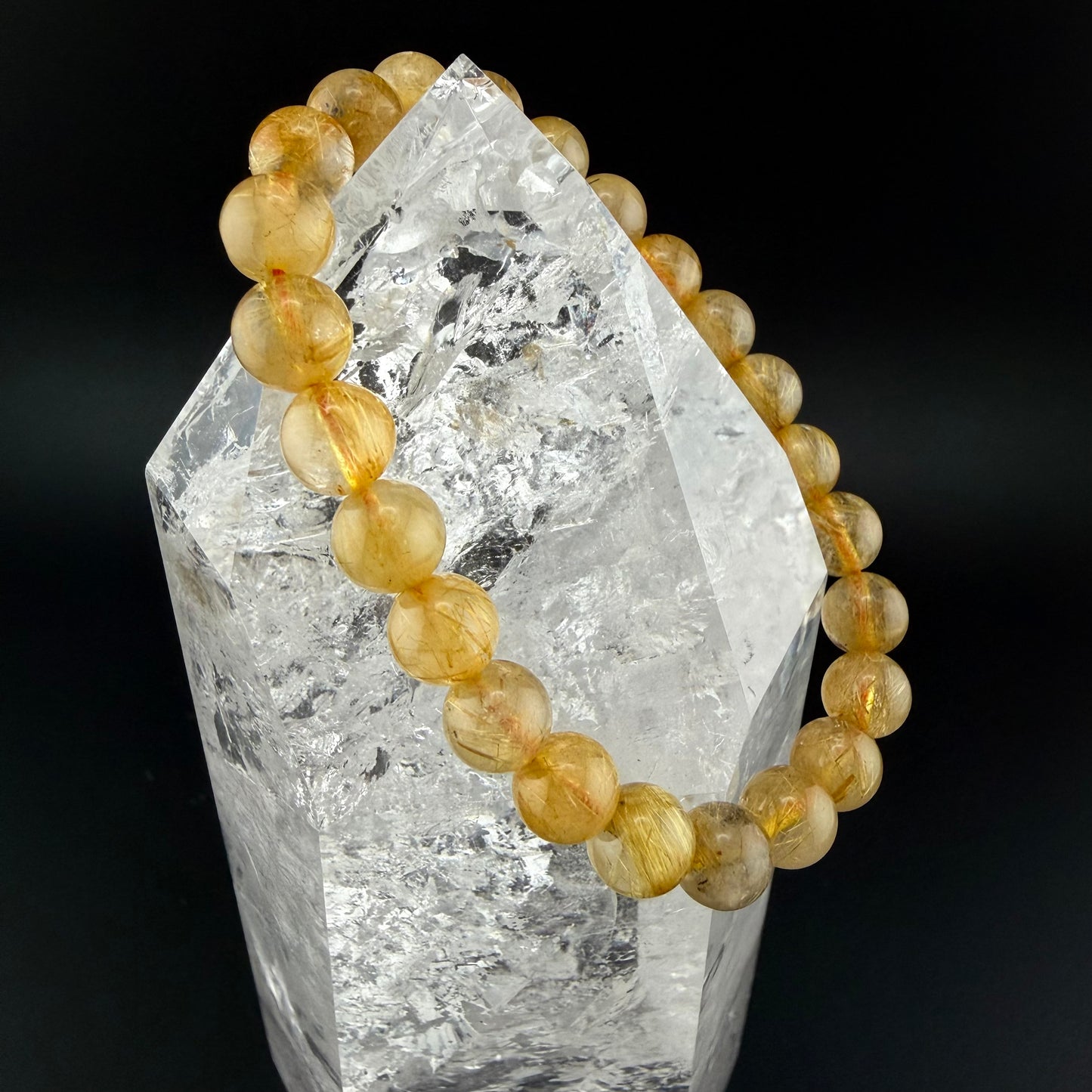 Gold Rutilated Quartz Bracelet 8mm #BR-014