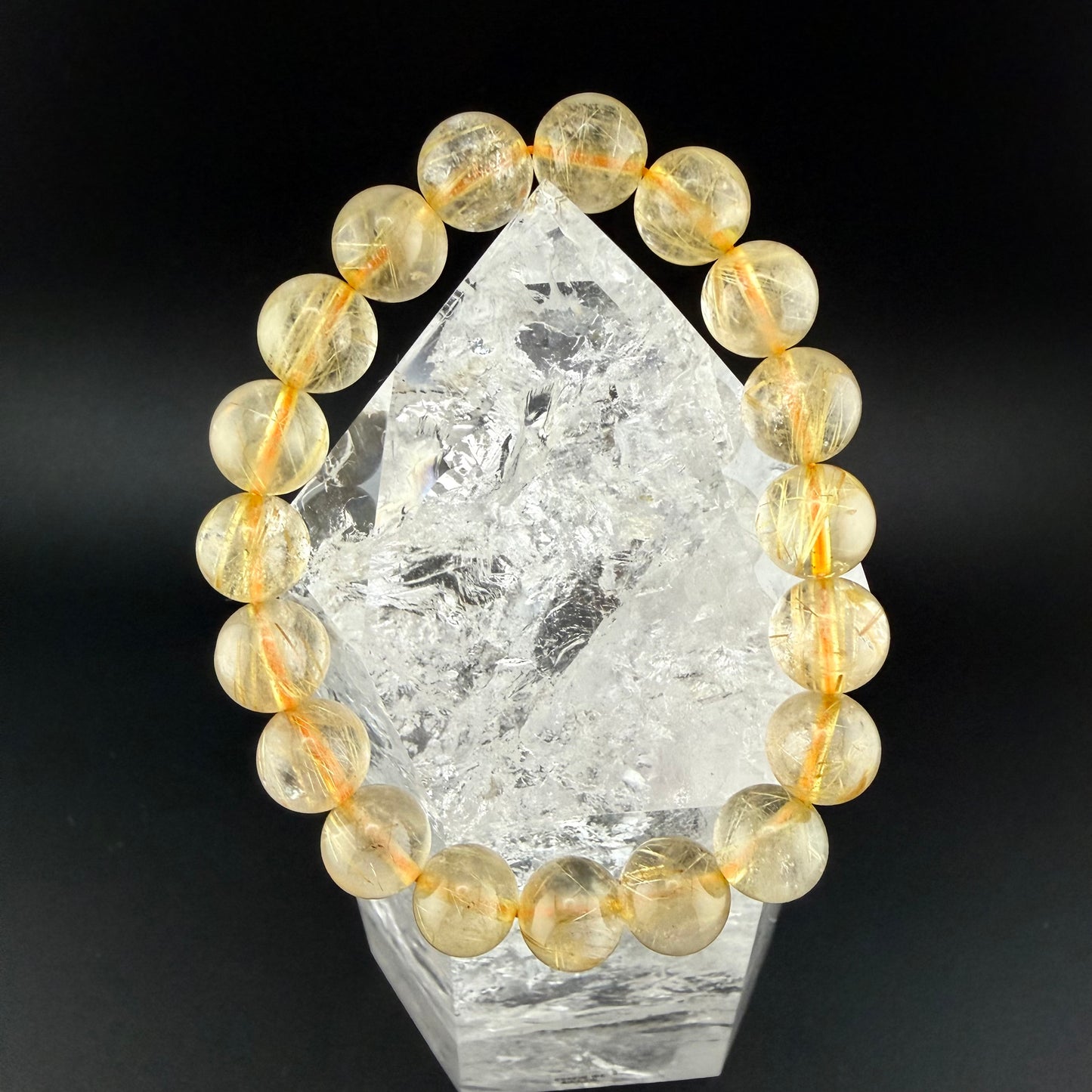 Gold Rutilated Quartz Bracelet 10mm #BR-013