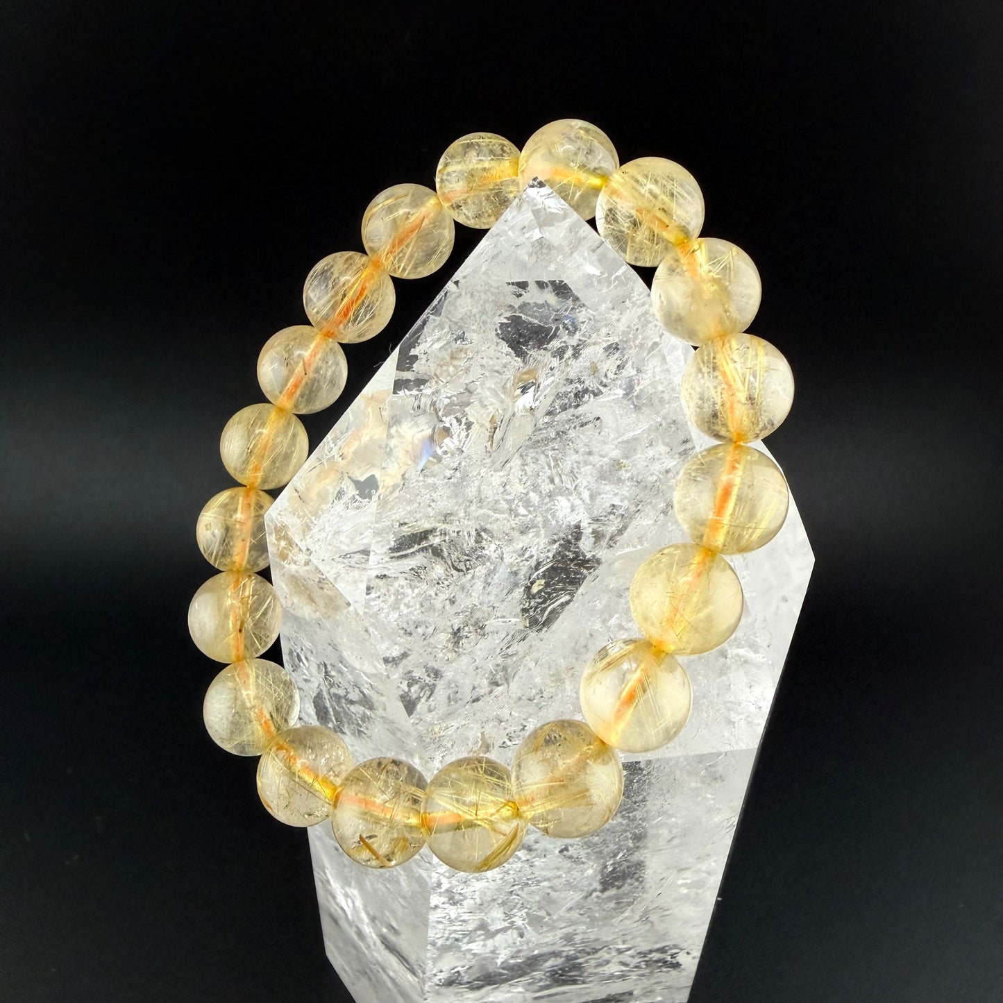 Gold Rutilated Quartz Bracelet 10mm #BR-013