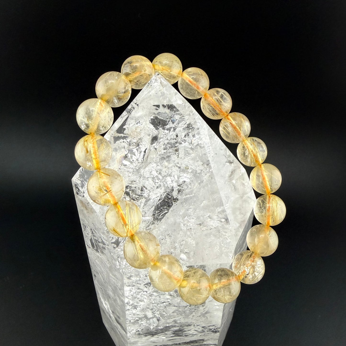 Gold Rutilated Quartz Bracelet 10mm #BR-013