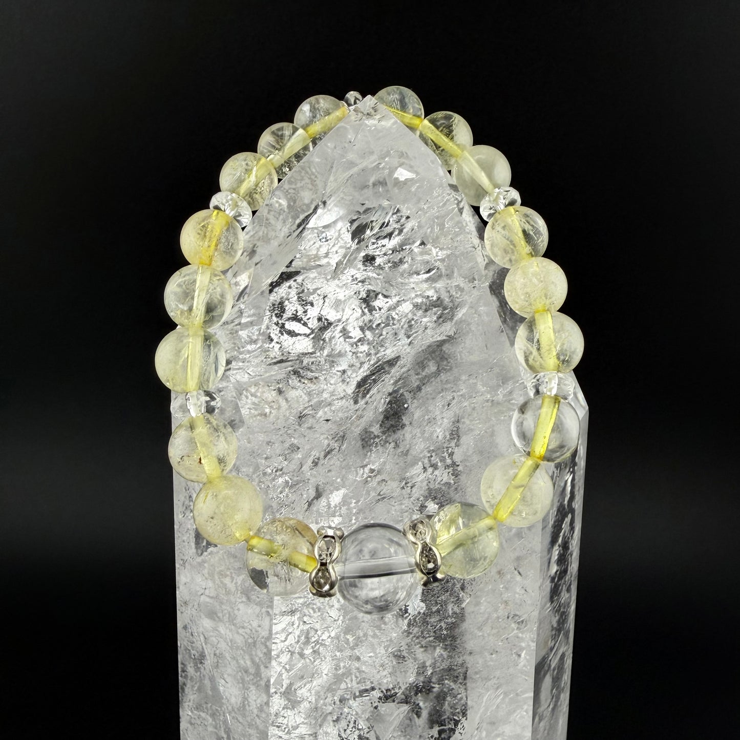 Natural Citrine & Faceted Quartz Design Bracelet × #BR-006